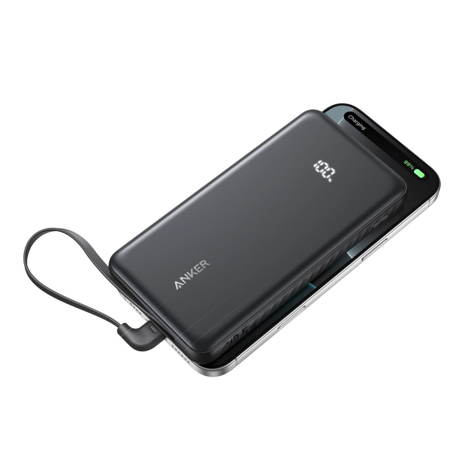 Anker Zolo Power Bank 10000mAh 22.5W With Built-In USB-C Cable - Black - Image 39
