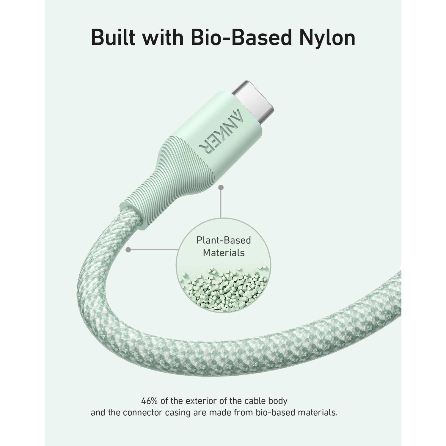 Anker 544 Bio-Based USB C-USB C Cable Fast Charging 140W 0.9M Cable - Green - Image 103