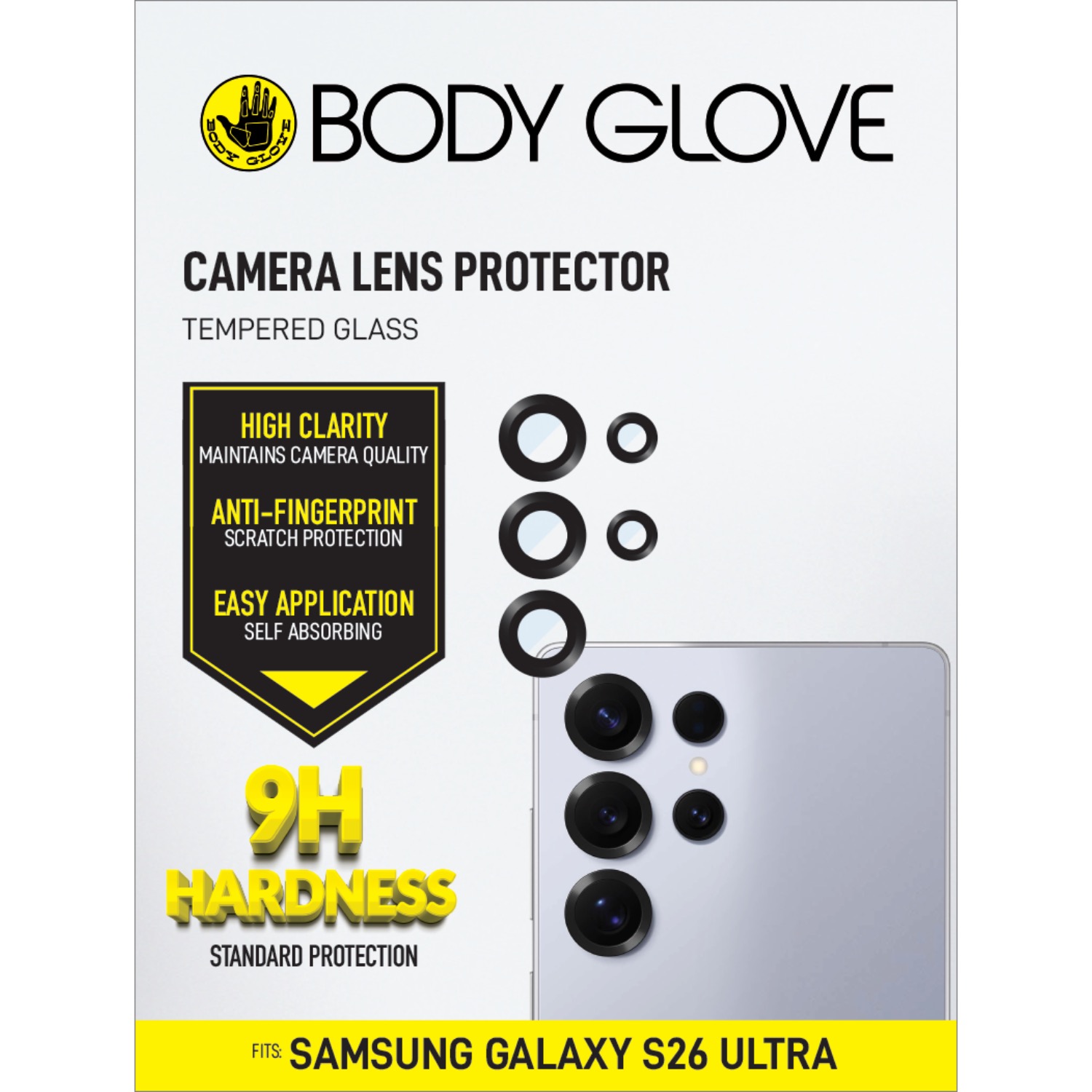 Body Glove Tempered Glass Camera Screen Protector - Samsung Galaxy S26 Ultra - Black Border - Image 5