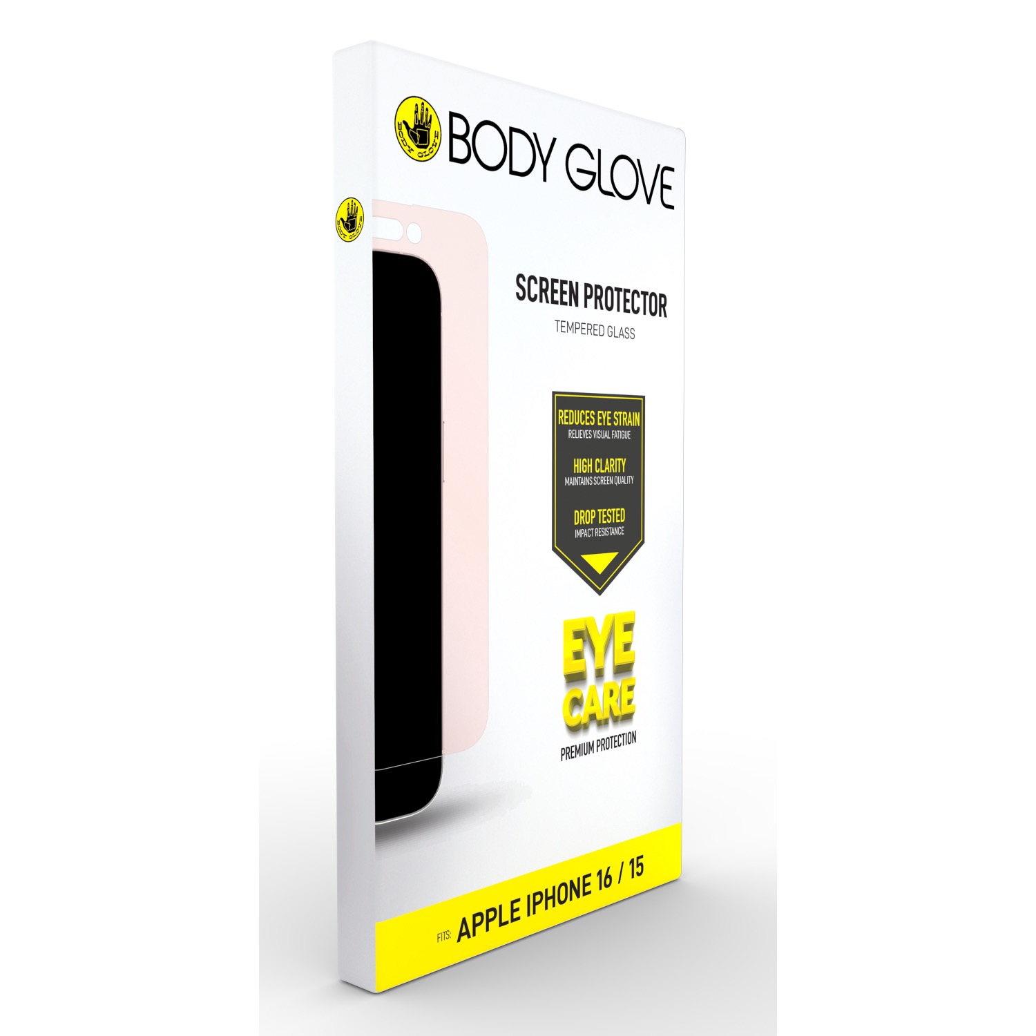 Body Glove Eye Care Tempered Glass Screen Protector - Apple iPhone 16 / iPhone 15 - Clear - Image 48