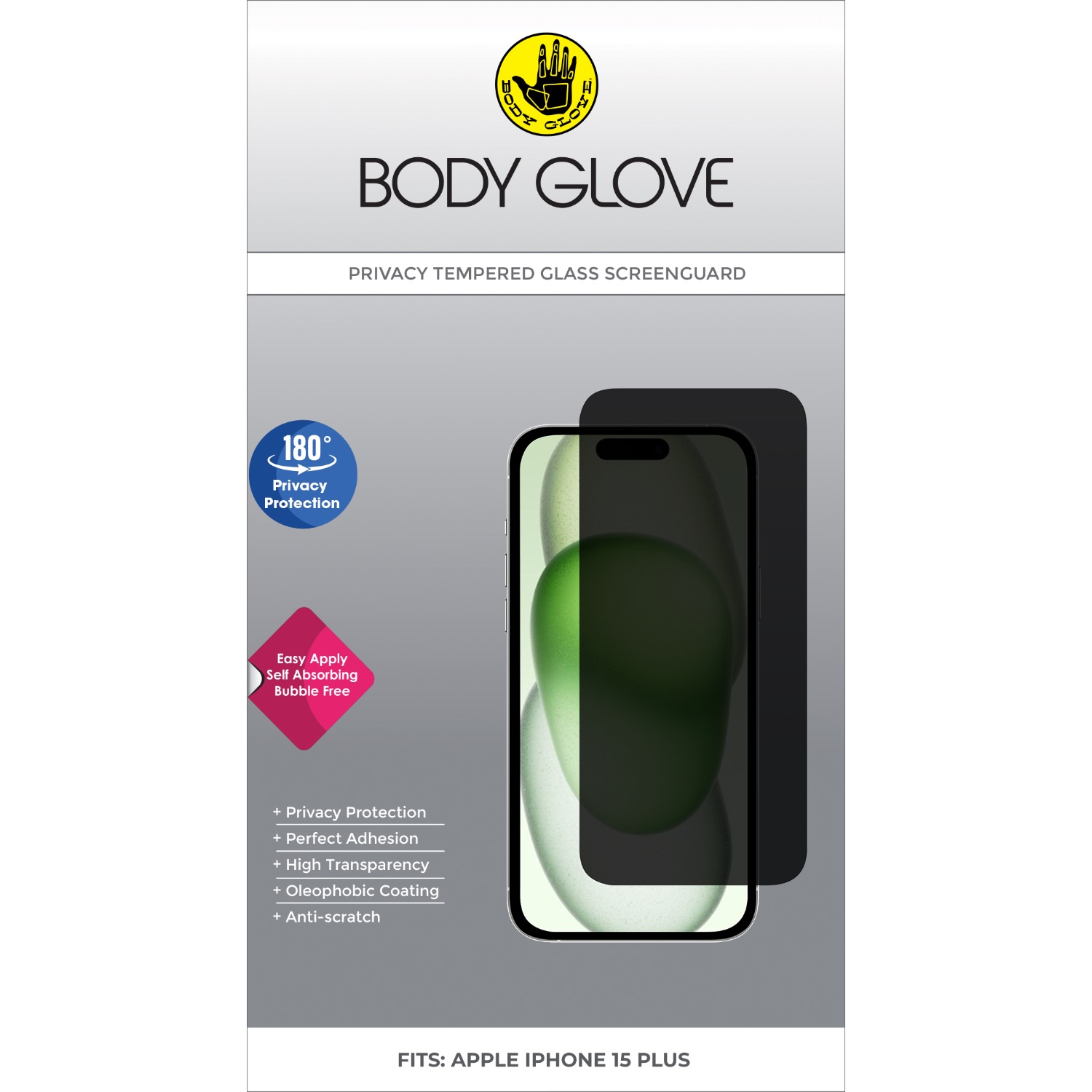 Body Glove Privacy Tempered Glass Screen Protector - Apple iPhone 15 Plus - Image 92