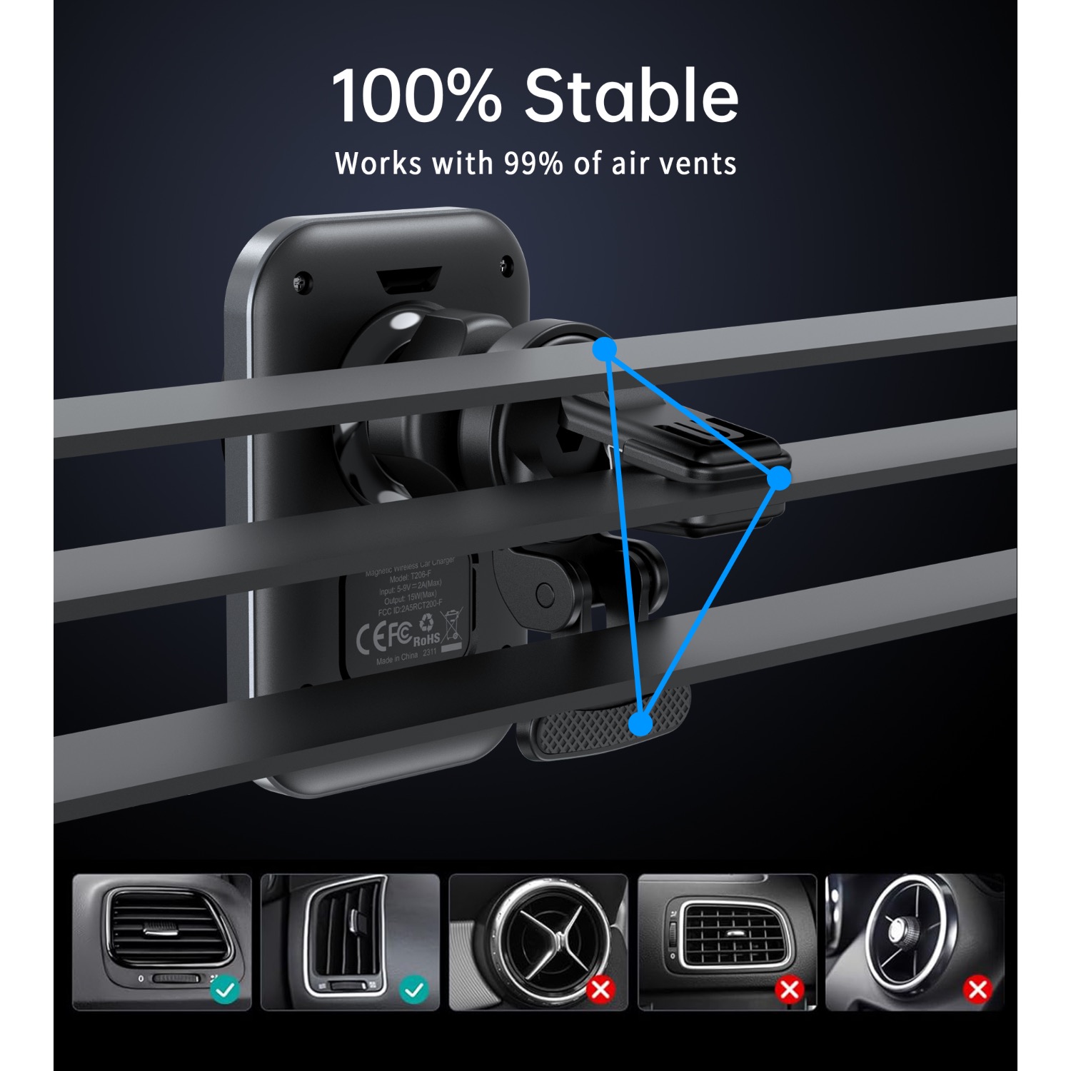 Choetech Magnetic Wireless Car Charger T206-F 15W - Black - Image 129