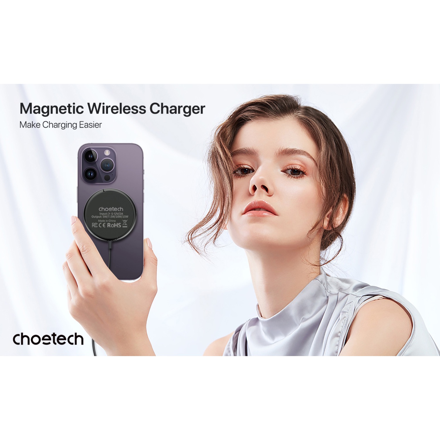 Choetech Fast Wireless Charger With Stand T697-F 15W - Black - Image 59
