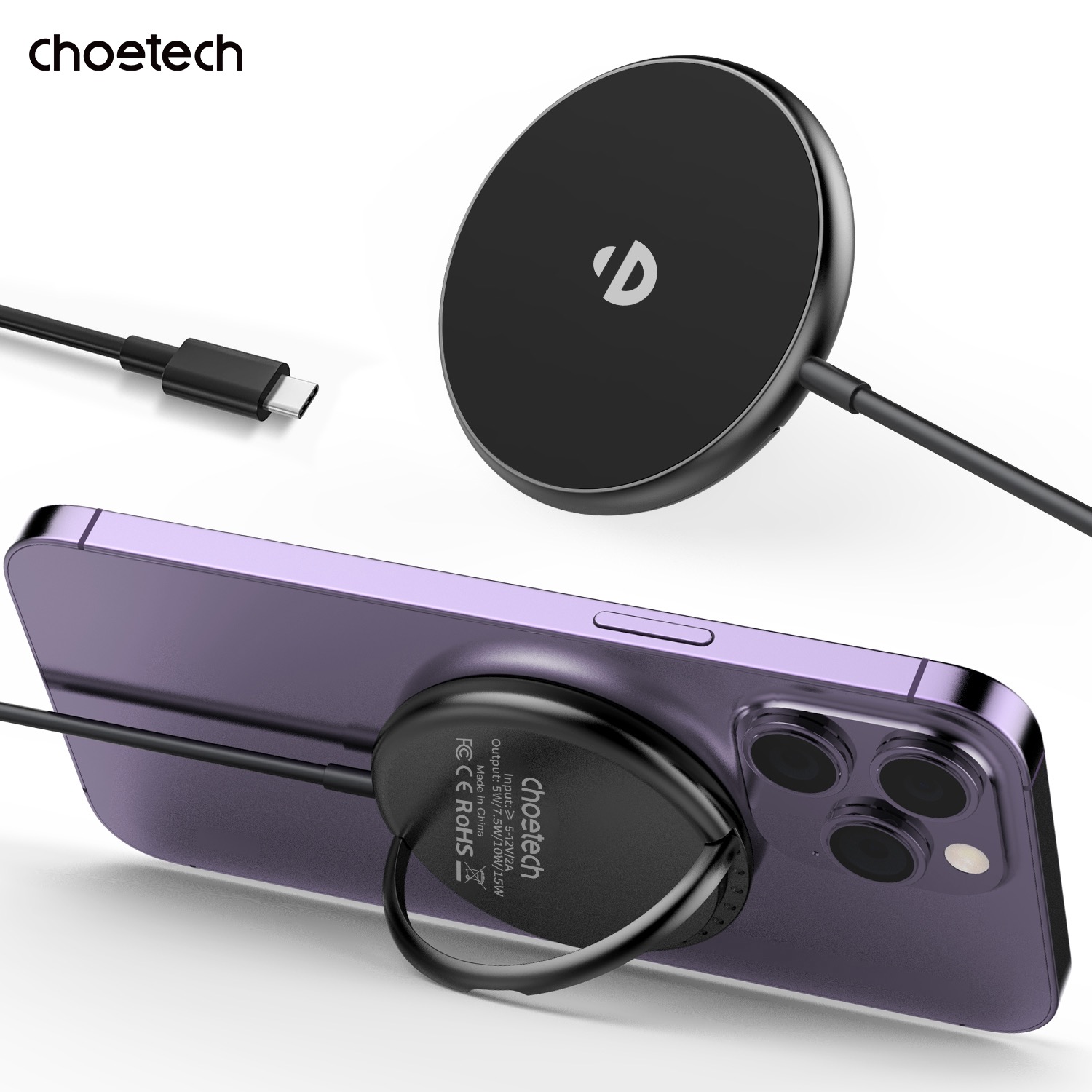 Choetech Fast Wireless Charger With Stand T697-F 15W - Black - Image 64