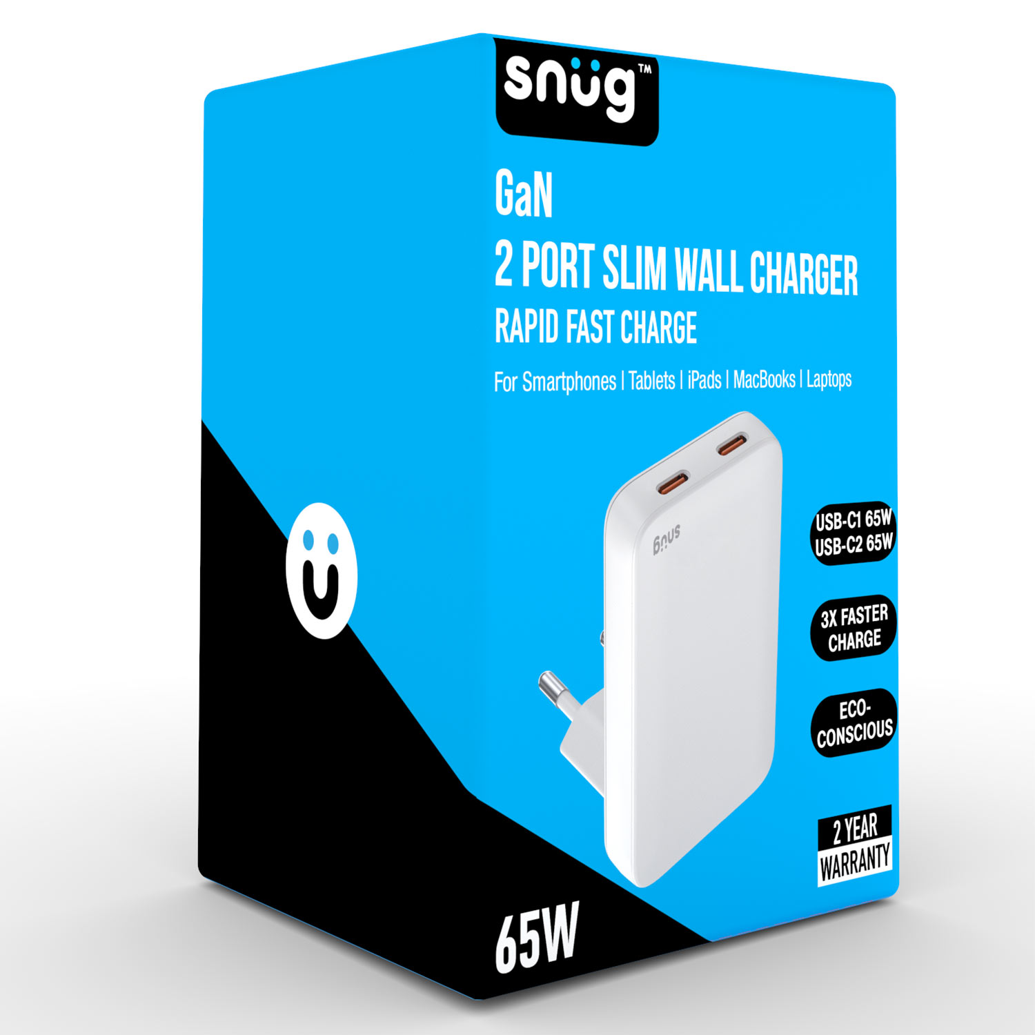 Snug 2 Port PD GaN Slim Wall Charger 65W - White - Image 65