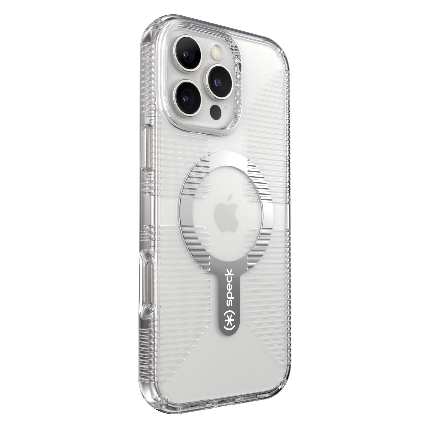Speck Gemshell Grip MagSafe Case - Apple iPhone 16 Pro Max - Clear & Chrome - Image 66