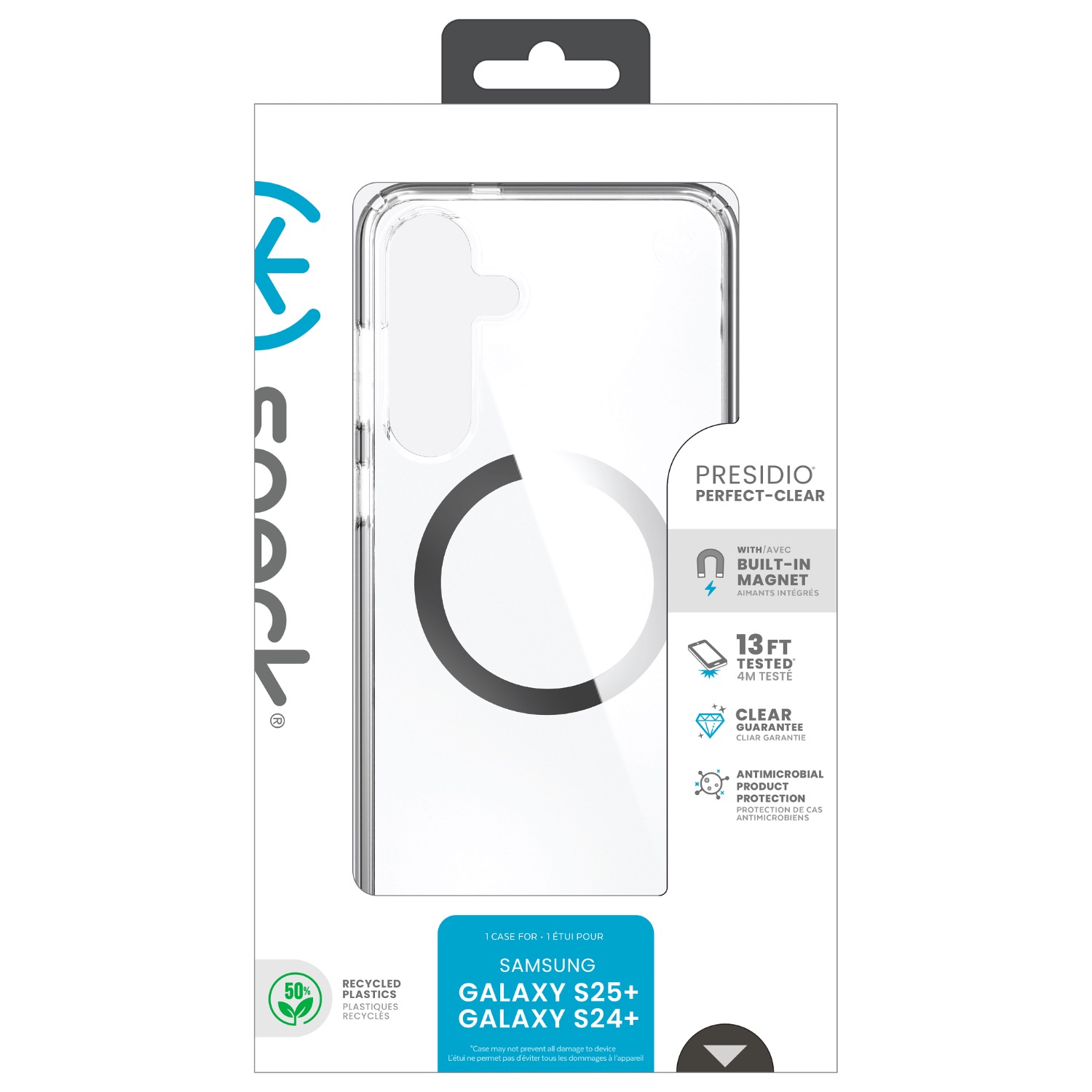 Speck Presidio Perfect Clear Magnet Case - Samsung Galaxy S25+ - Clear & Chrome - Image 66