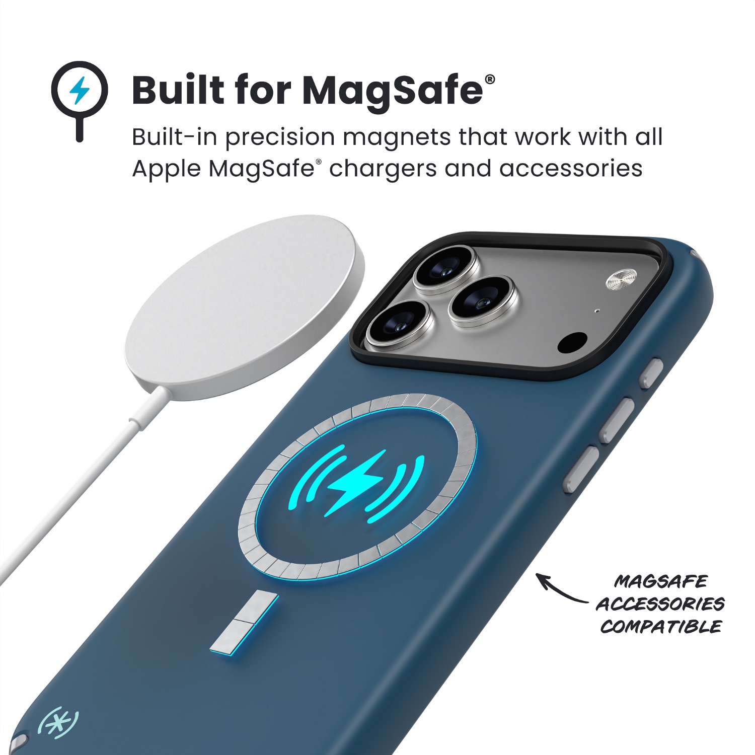 Speck Presidio2 Pro MagSafe Case - Apple iPhone 17 Pro Max - Blue & Silver - Image 54