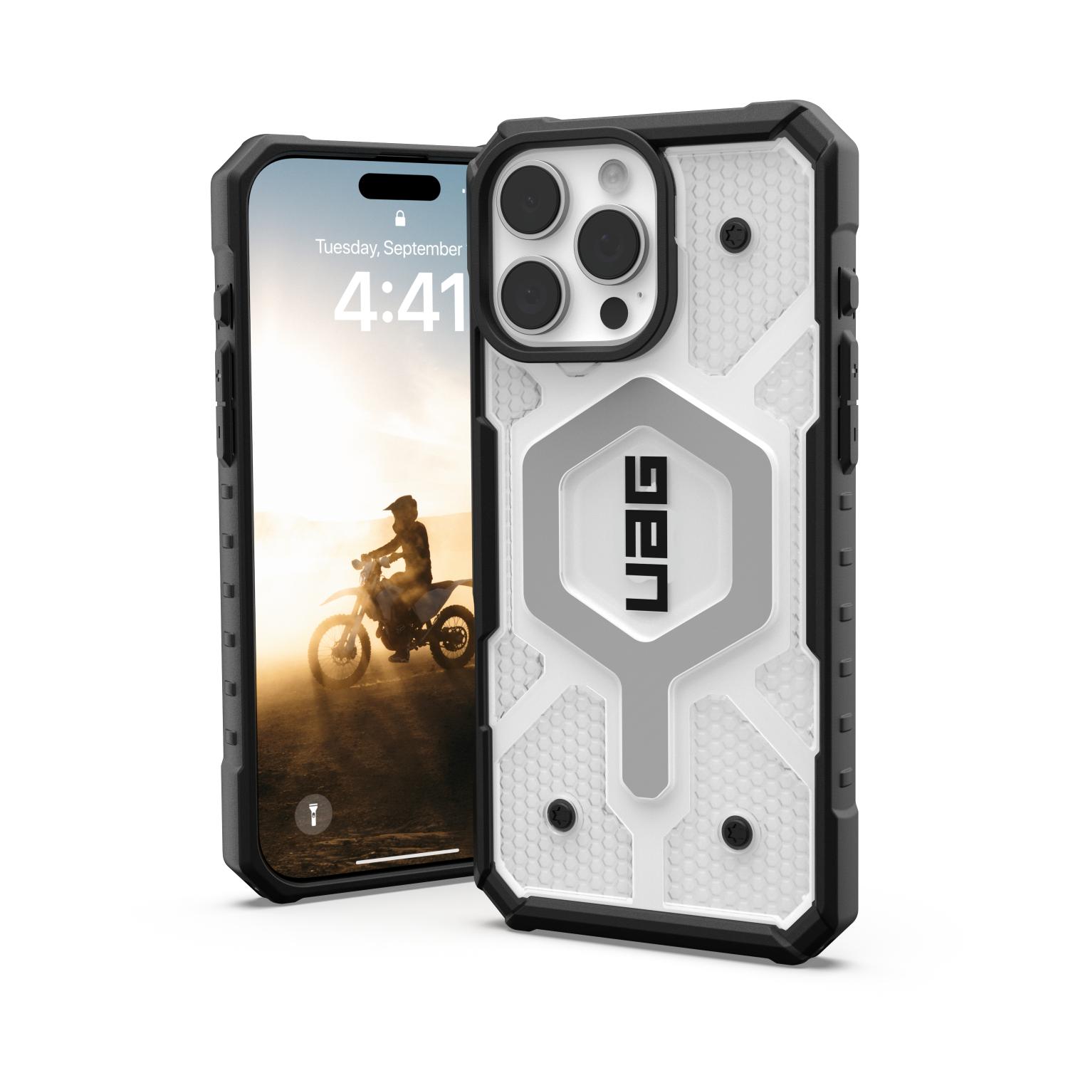 UAG Pathfinder Clear Magsafe Case - Apple iPhone 16 Pro Max - Ice & Silver - Image 30