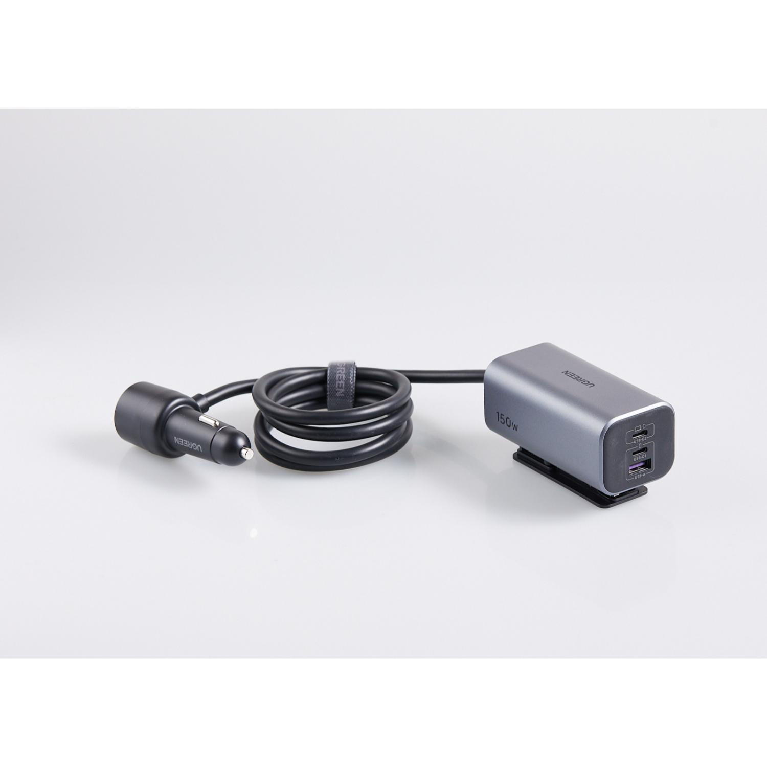 UGREEN GaN 4 Port Car Charger 150W - Grey & Black - Image 37