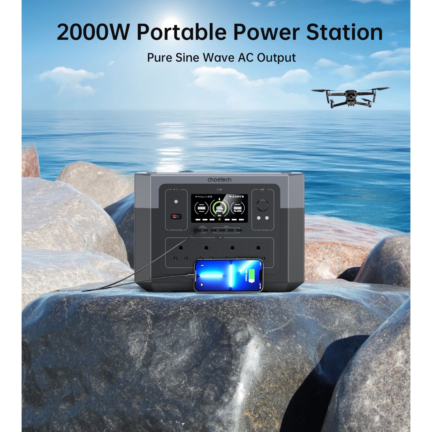 Choetech Portable UPS Power Station 2000W / 1920Wh - Image 14