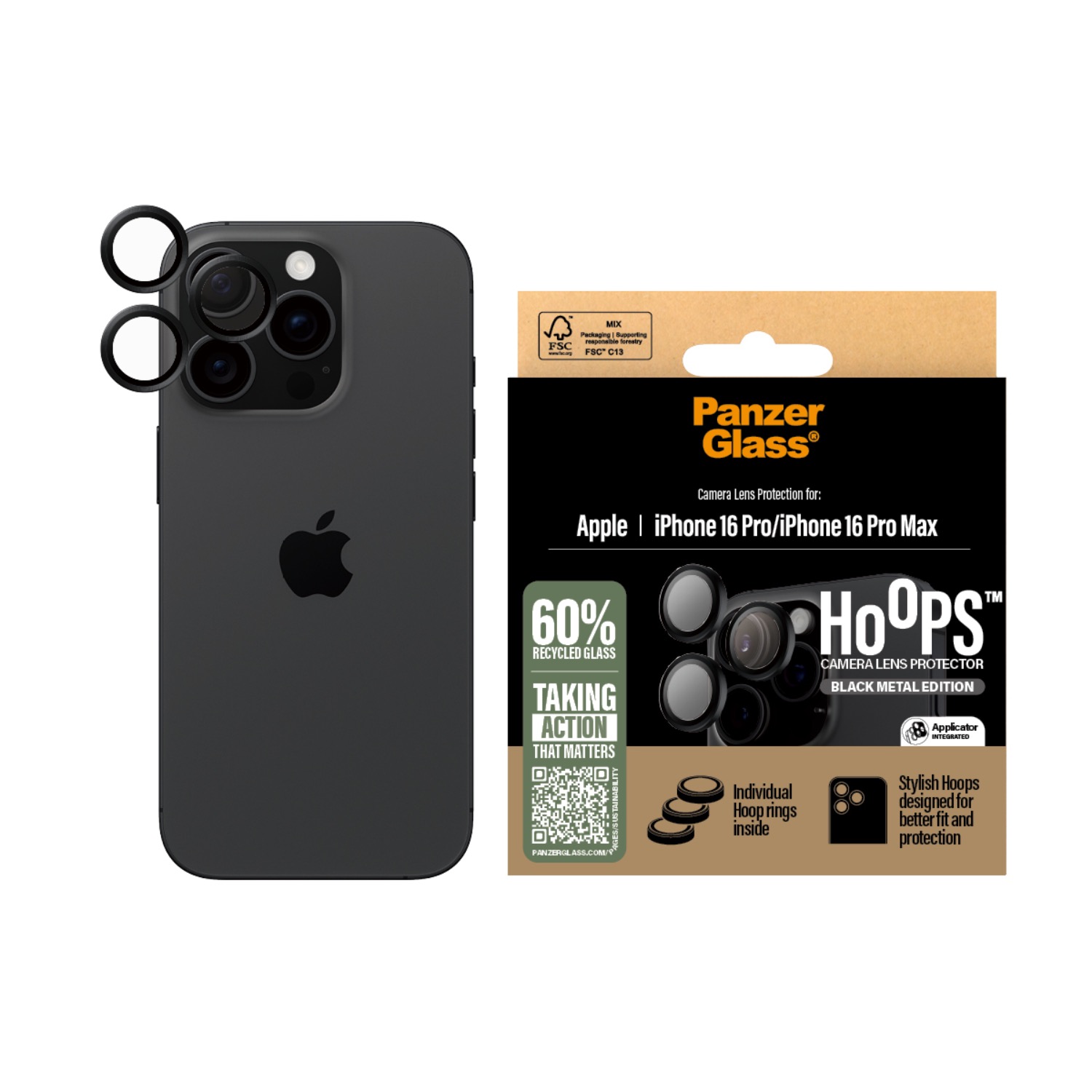 PanzerGlass Hoops Lens Screen Protector - Apple iPhone 16 Pro / iPhone 16 Pro Max - Black - Image 75