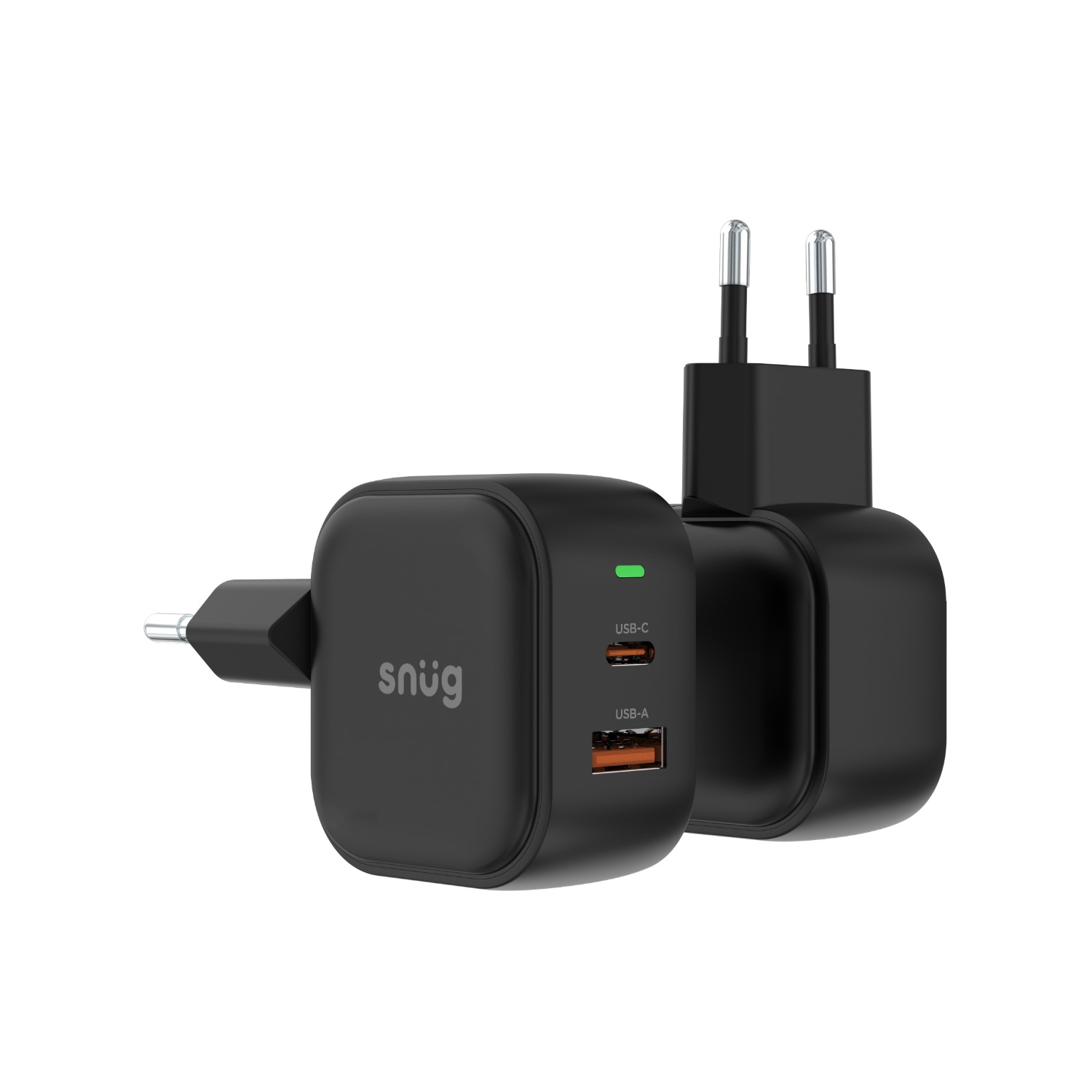 Snug 2 Port USB/Type C Wall Charger 35W - Black - Image 3