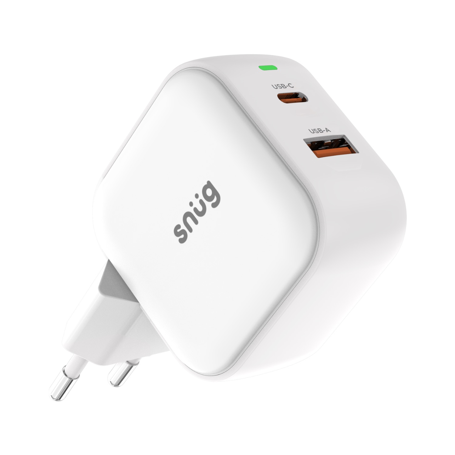 Snug 2 Port USB/Type C Wall Charger 45W - White - Image 2