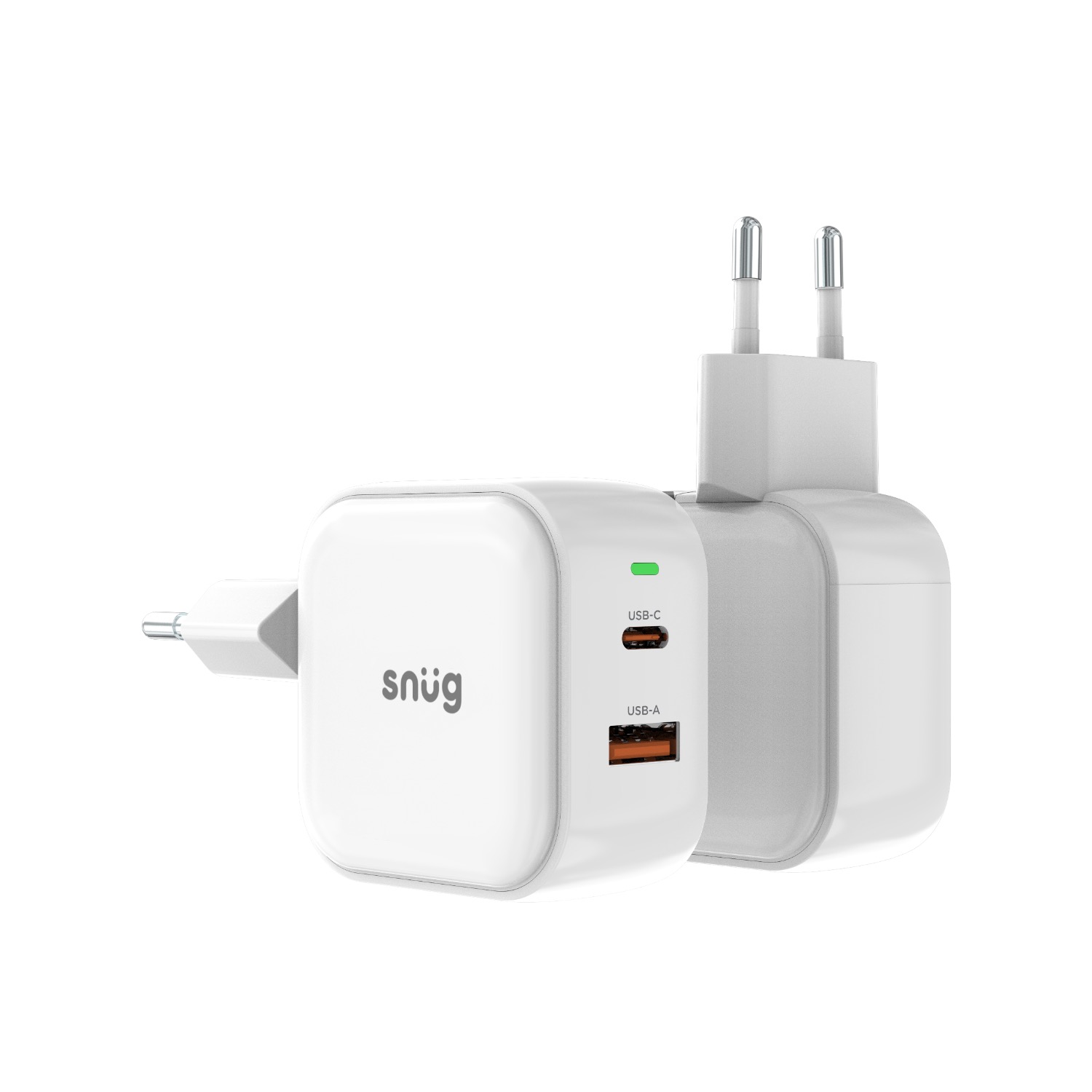 Snug 2 Port USB/Type C Wall Charger 45W - White - Image 7
