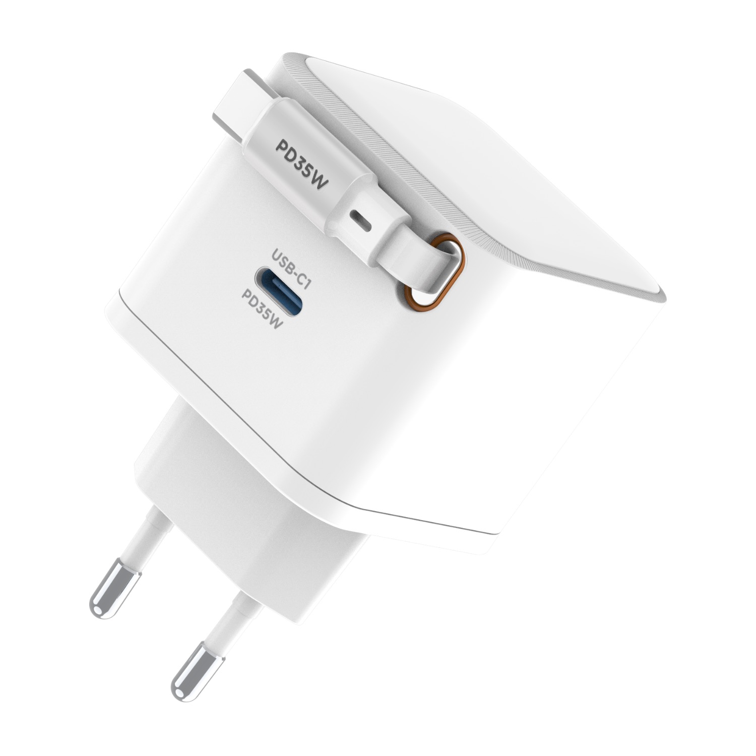 Snug 1 Port PD Charger With Retractable Cable - 35W - White - Image 67