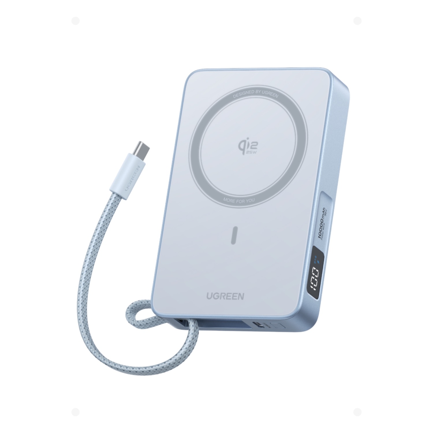 UGREEN Magnetic Wireless Power Bank With Built-in Cable 10000mAh - Blue - Image 148