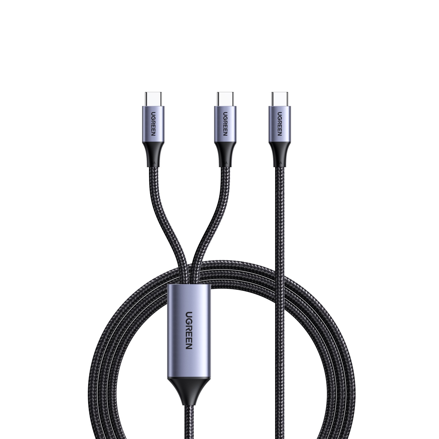 UGREEN Dual Type-C To Type-C Braided Cable 100W 1.5 Metre - Black - Image 2