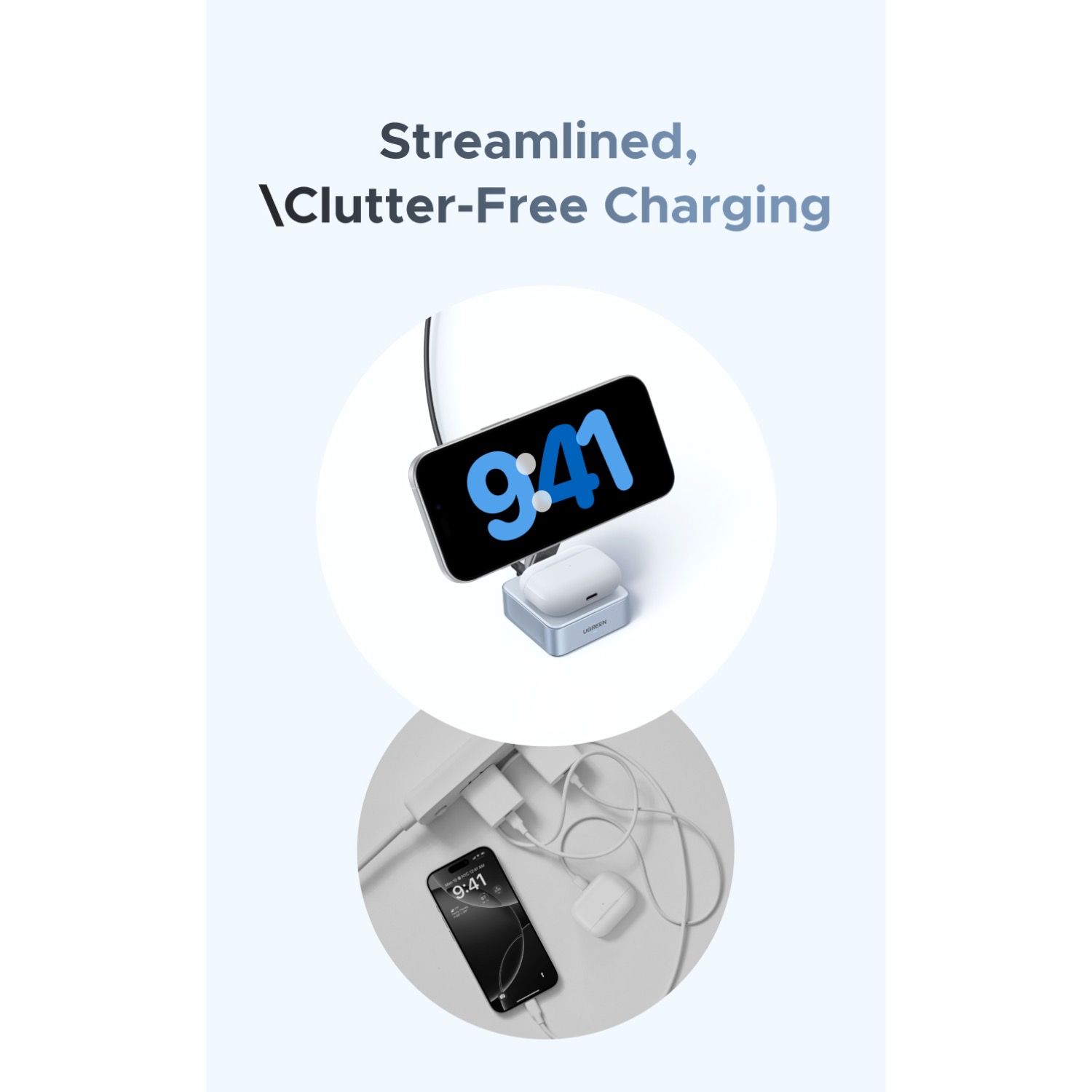 UGREEN 2-In-1 Magnetic Wireless Charger 25W - Silver - Image 41