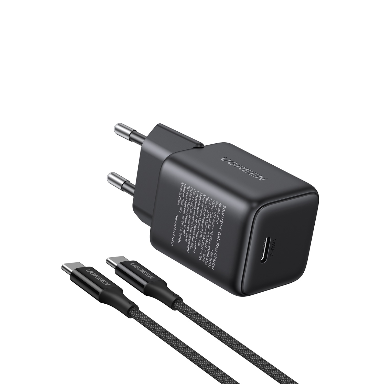 UGREEN 1 Port PD Wall Charger With Cable - 30W - Black - Image 155