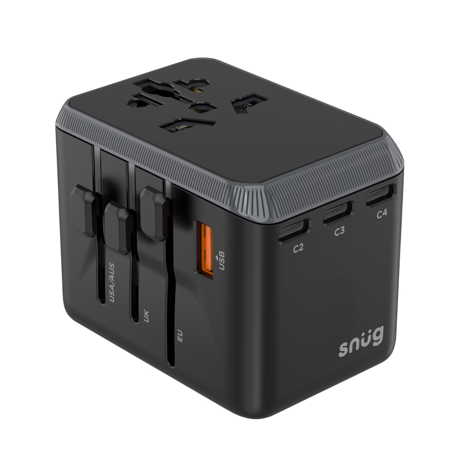 SNUG 5 Port Universal Travel Adapter - 25W - Black - Image 11