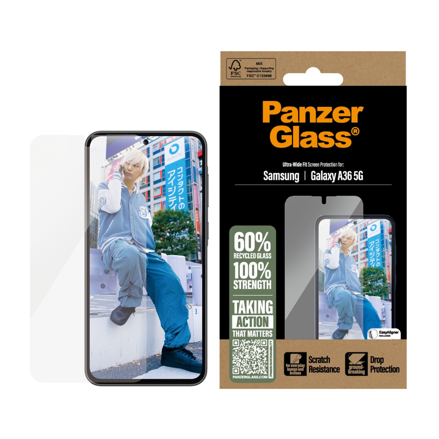 PanzerGlass Screen Protector Ultra Wide Fit With EasyAligner - Samsung Galaxy A36 - Clear - Image 31