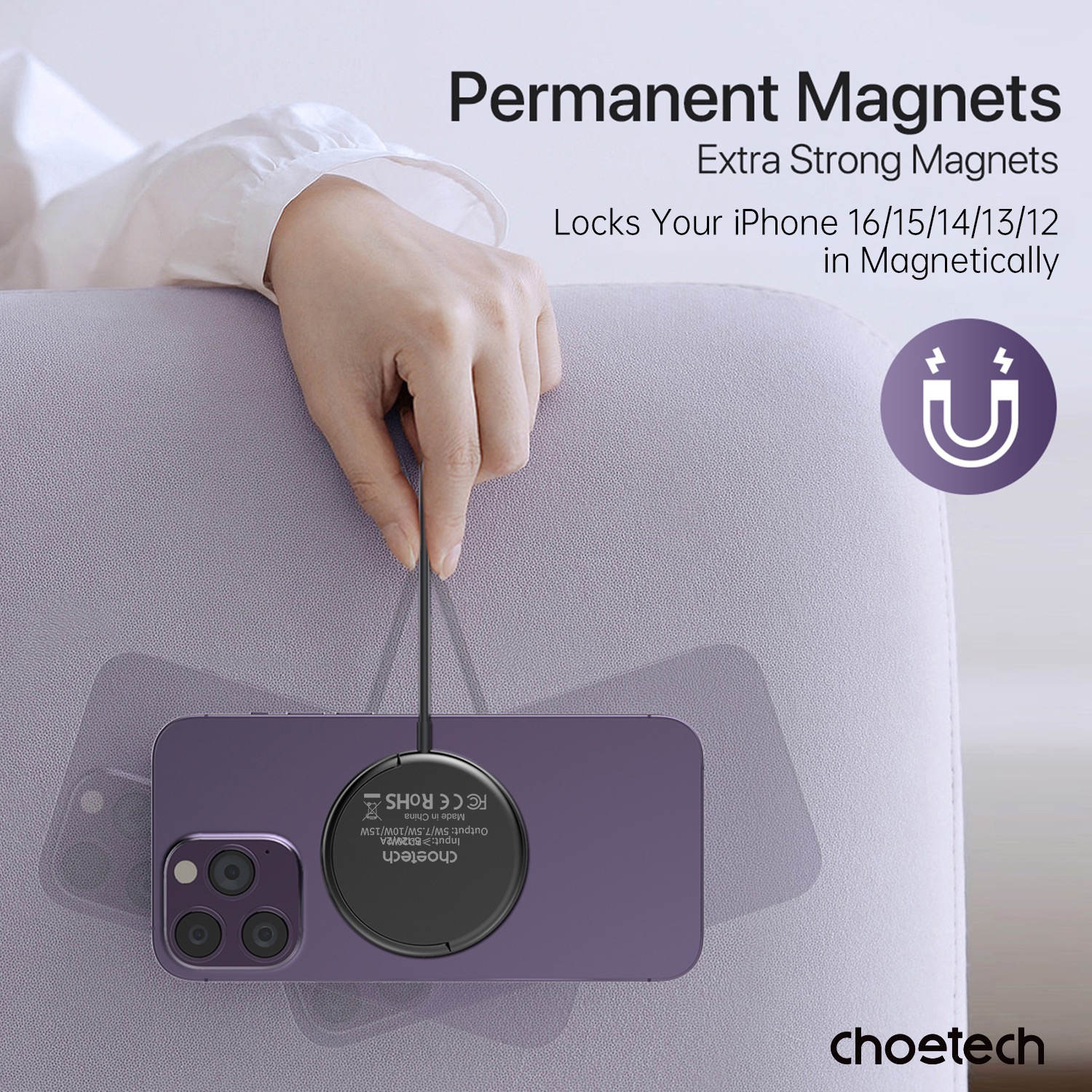 Choetech Fast Wireless Charger With Stand T697-F 15W - Black - Image 74