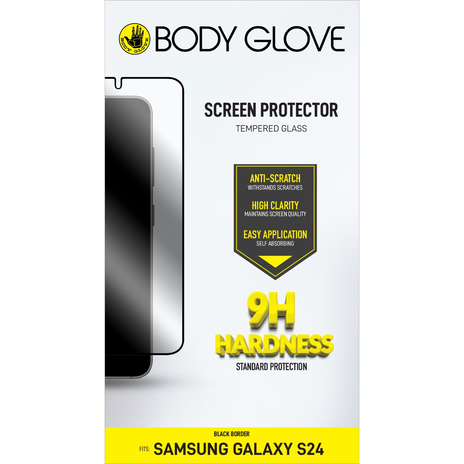 Body Glove Tempered Glass Screen Protector - Samsung Galaxy S24 - Black Border - Image 52