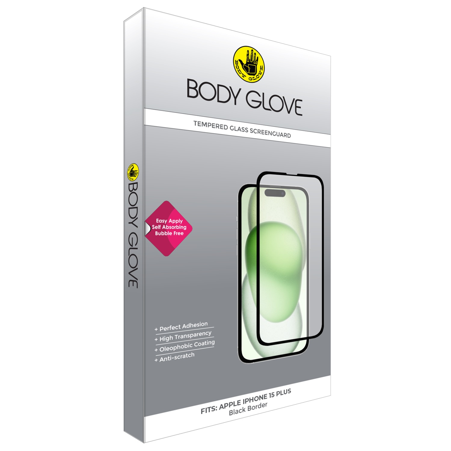 Body Glove Tempered Glass Screen Protector - Apple iPhone 16 Plus / iPhone 15 Plus - Black Border - Image 69