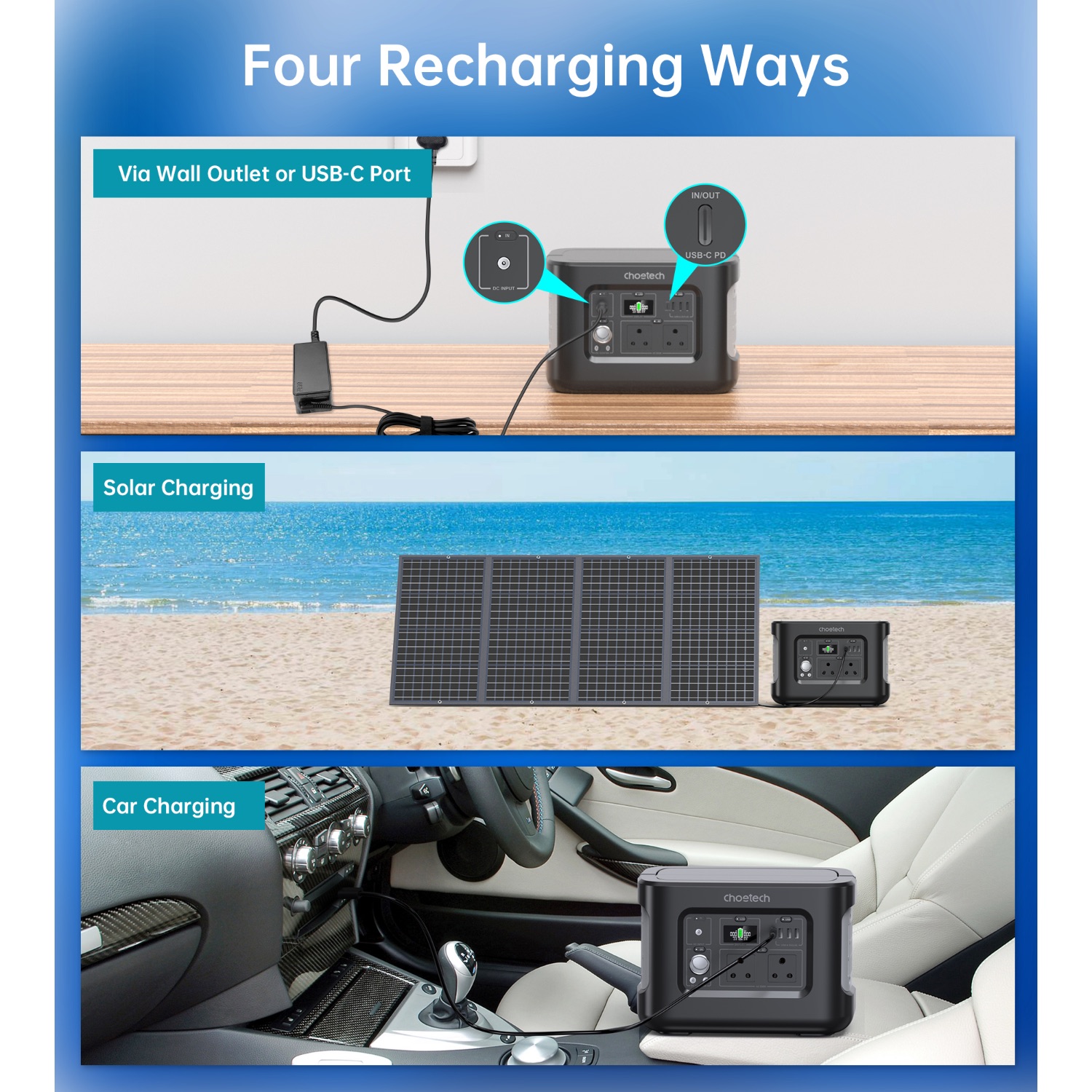 Choetech Portable Power Station 600W / 512Wh - Image 9