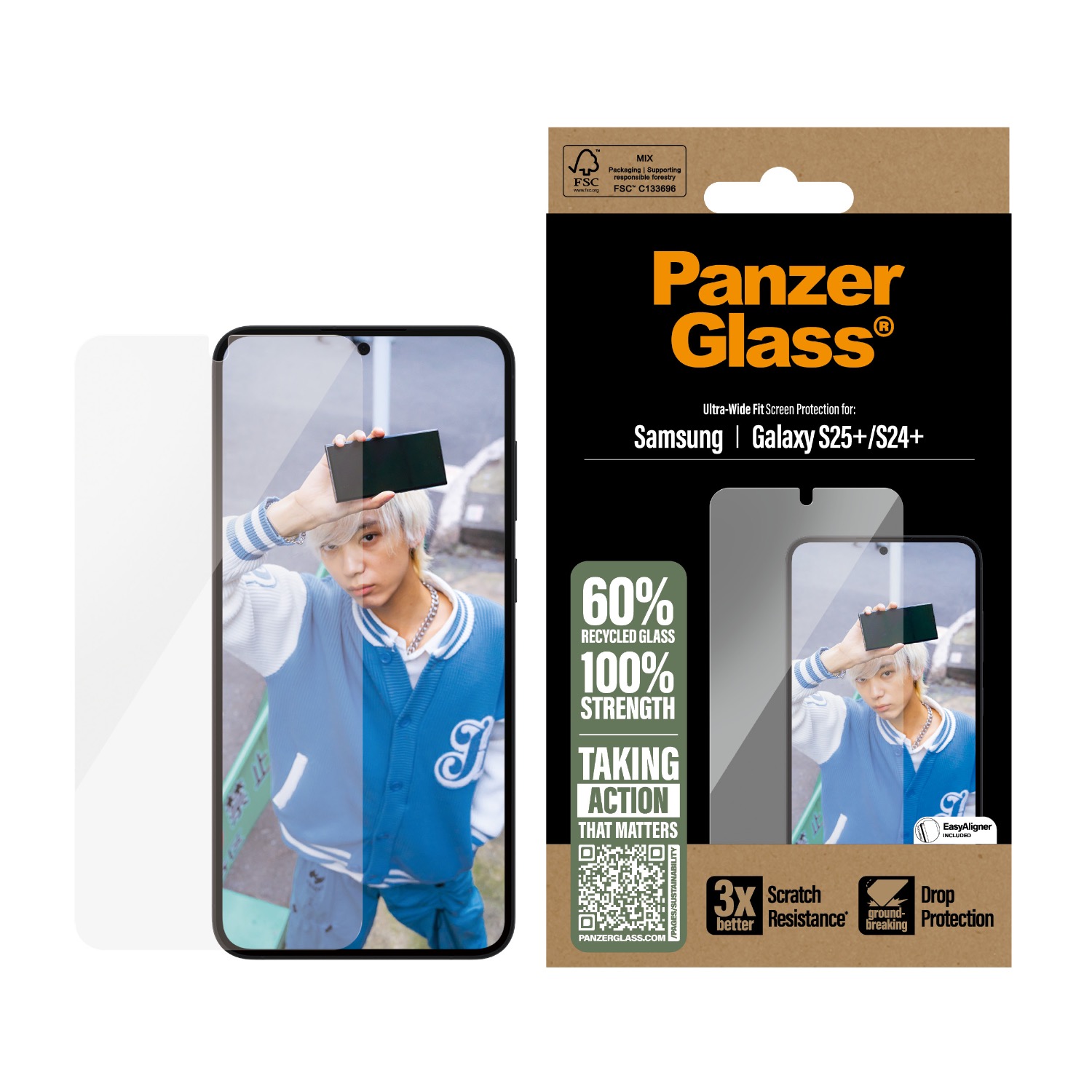 PanzerGlass Screen Protector Ultra Wide Fit - Samsung Galaxy S25+ - Clear - Image 59