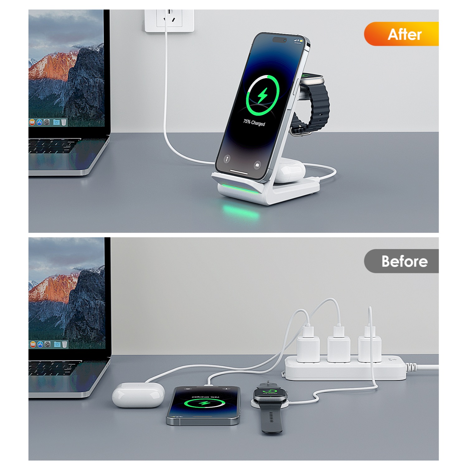 Choetech Fast Wireless 4 In 1 Magnetic Charging Stand T608-F 15W - White - Image 147