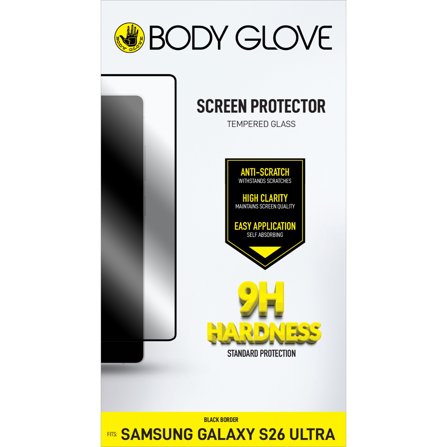 Body Glove Tempered Glass Screen Protector - Samsung Galaxy S26 Ultra - Black Border - Image 16