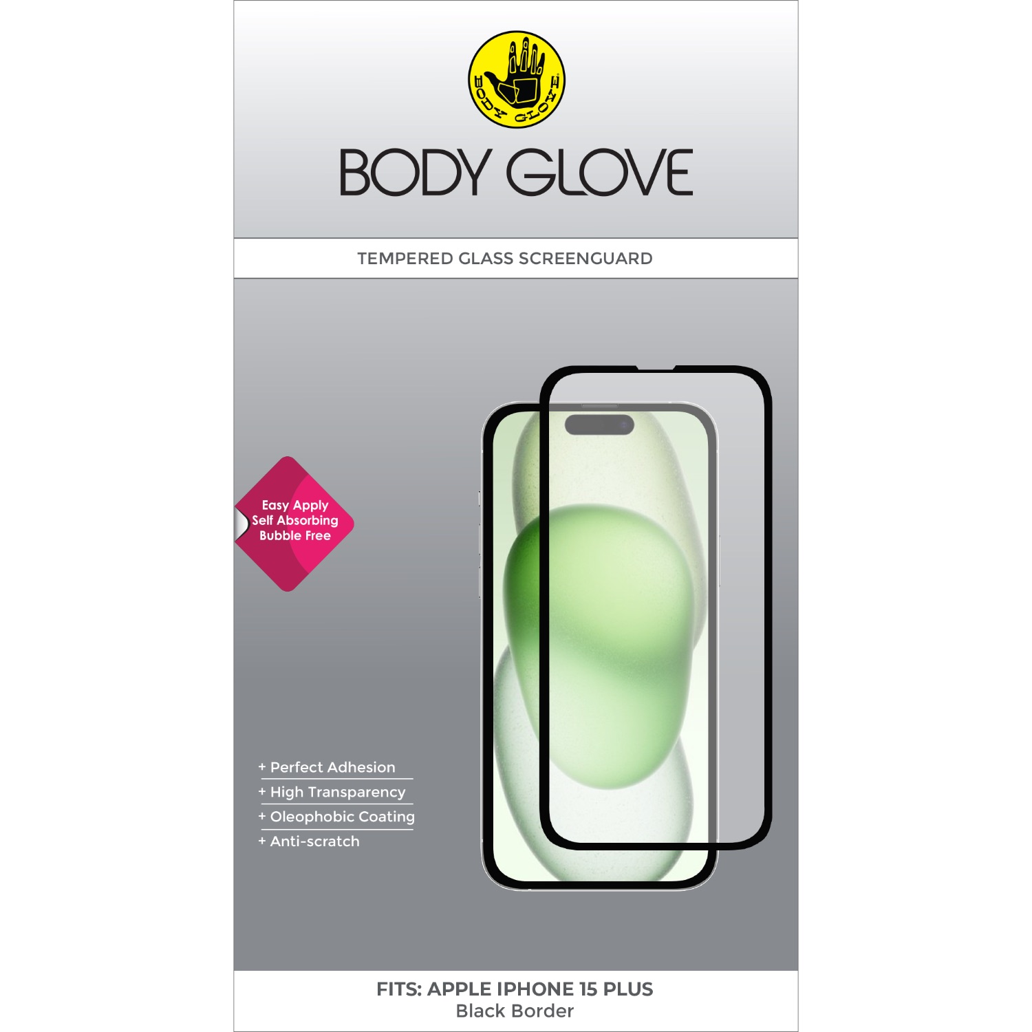 Body Glove Tempered Glass Screen Protector - Apple iPhone 16 Plus / iPhone 15 Plus - Black Border - Image 61