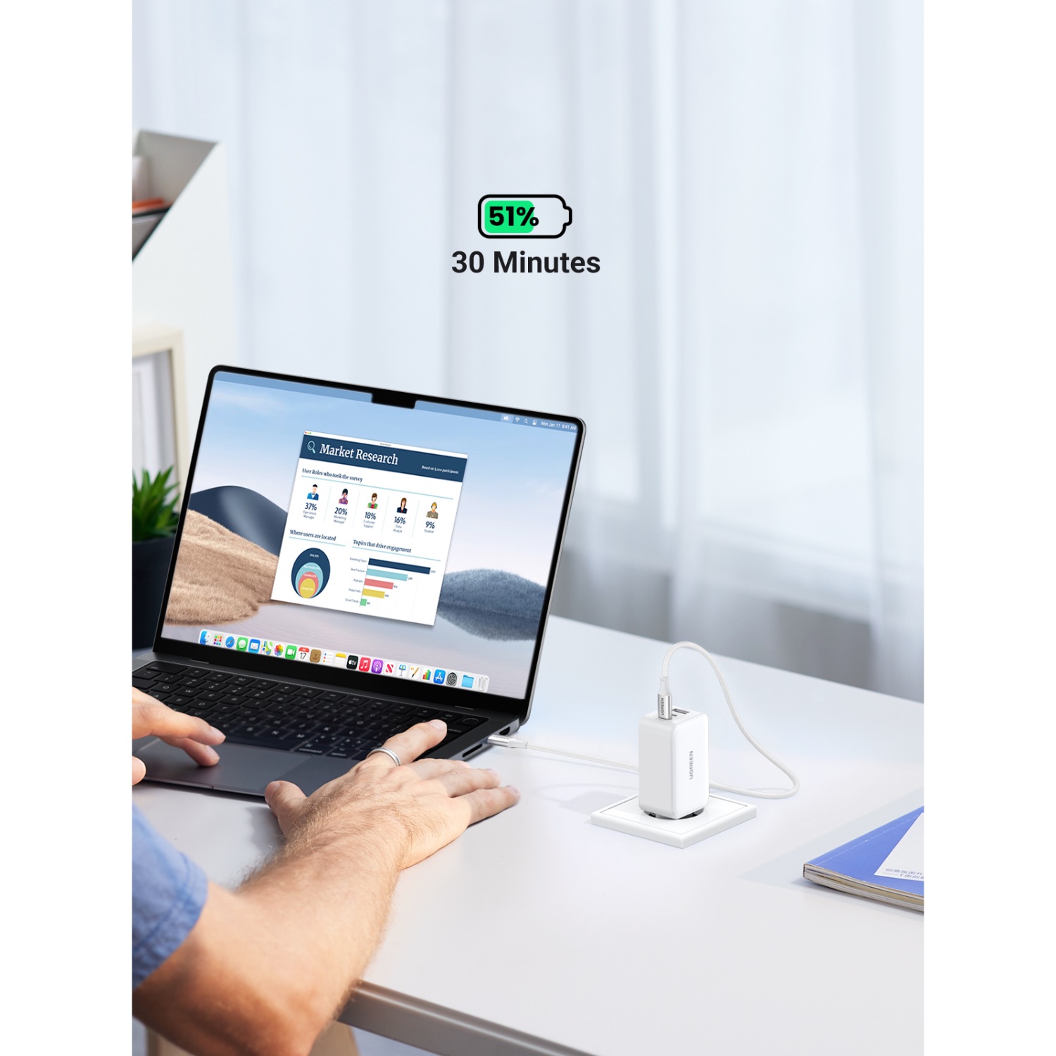 UGREEN 3 Port GaN PD Home Charger - 65W - Image 66