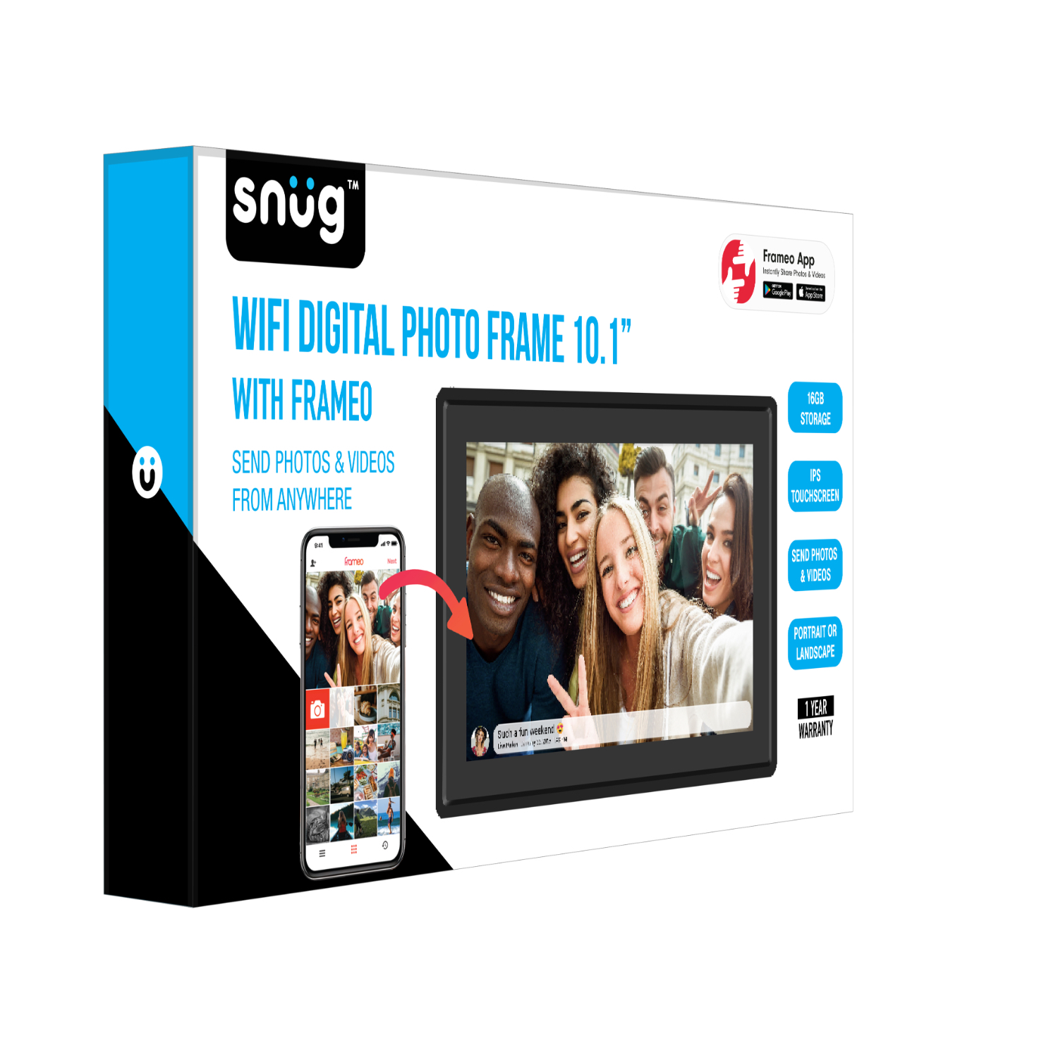 Snug Digital Photo Frame With Frameo 16GB 10.1Inch - Black - Image 64