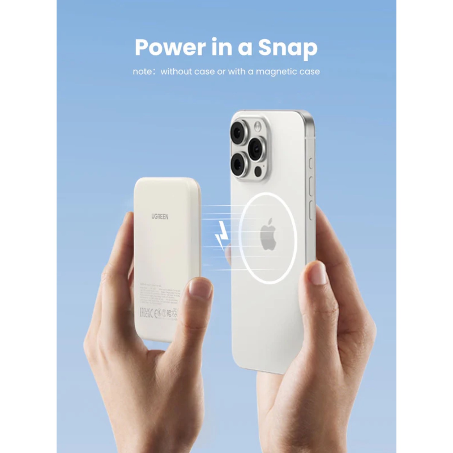 UGREEN Magnetic Wireless Power Bank 5000mAh - White - Image 137