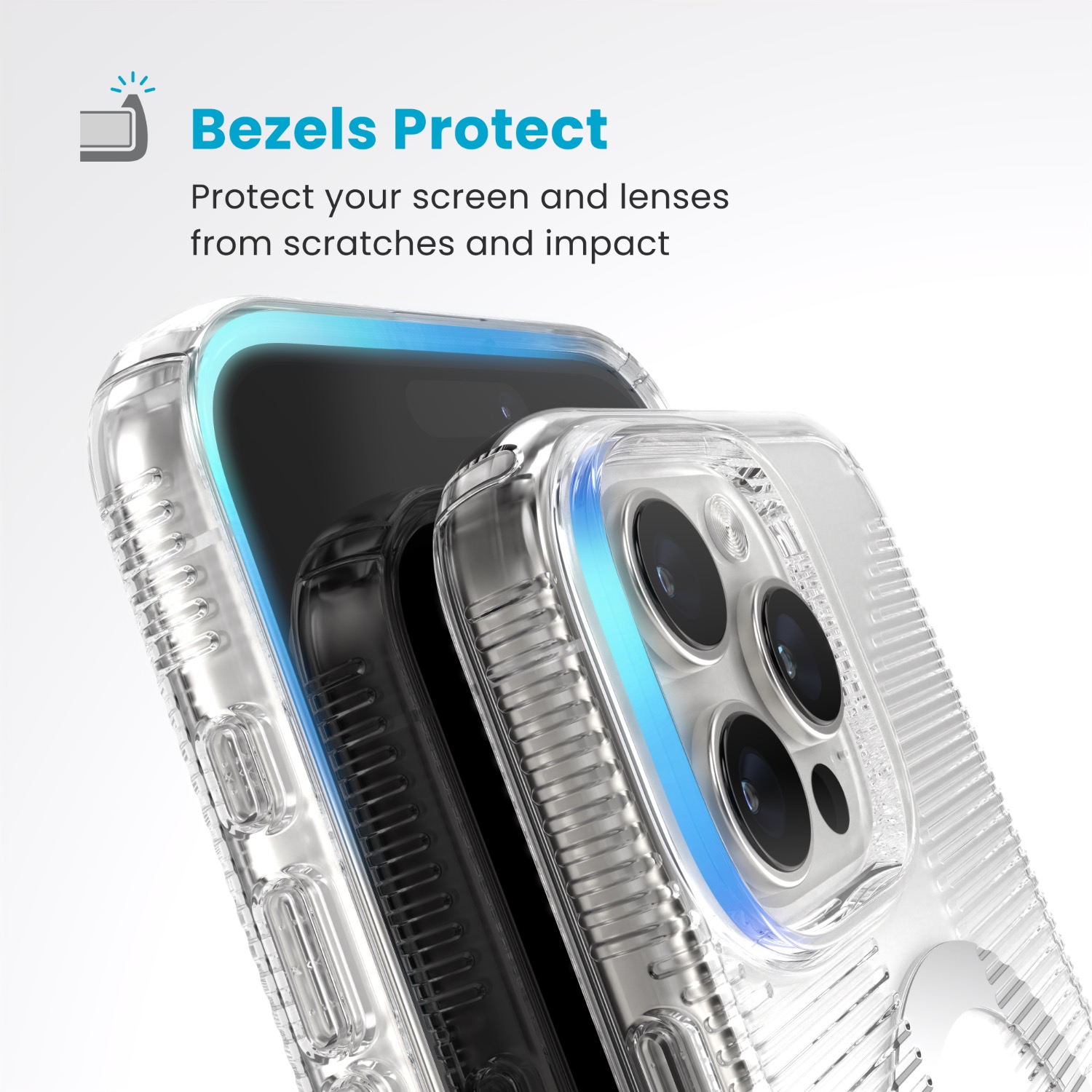 Speck Gemshell Grip MagSafe Case - Apple iPhone 16 Pro Max - Clear & Chrome - Image 91