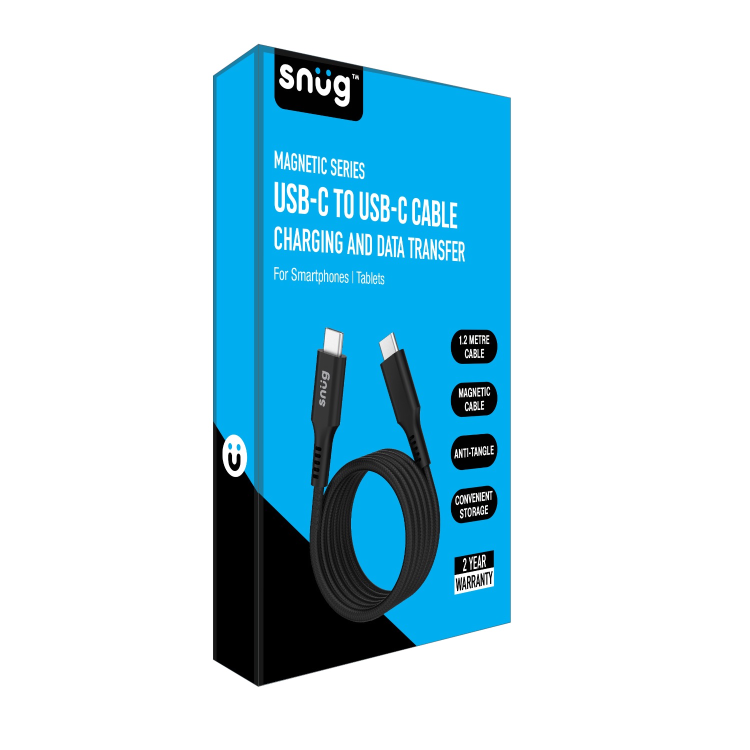 Snug Type-C To Type-C Magnetic Braided Cable 60W - 1.2 Metre - Black - Image 33