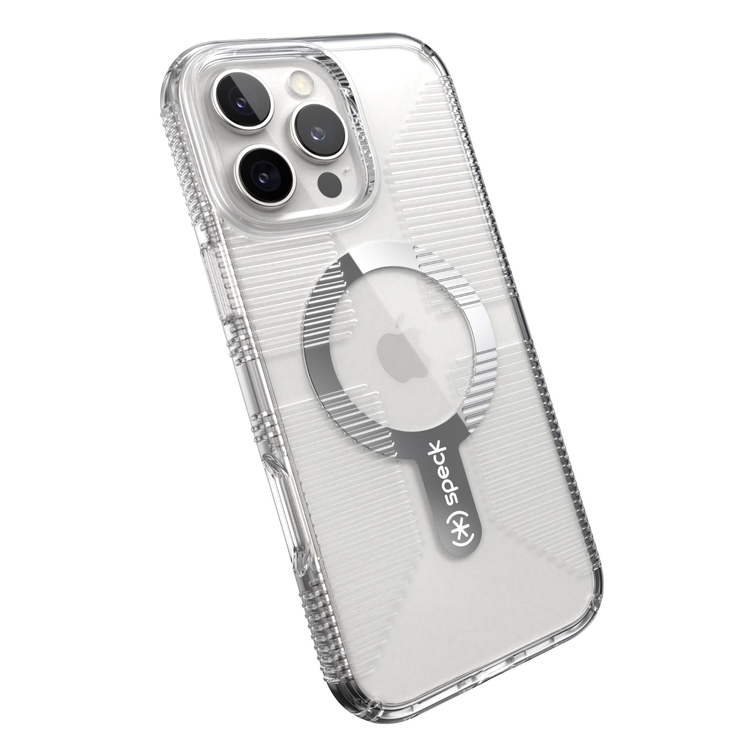 Speck Gemshell Grip MagSafe Case - Apple iPhone 16 Pro Max - Clear & Chrome - Image 85