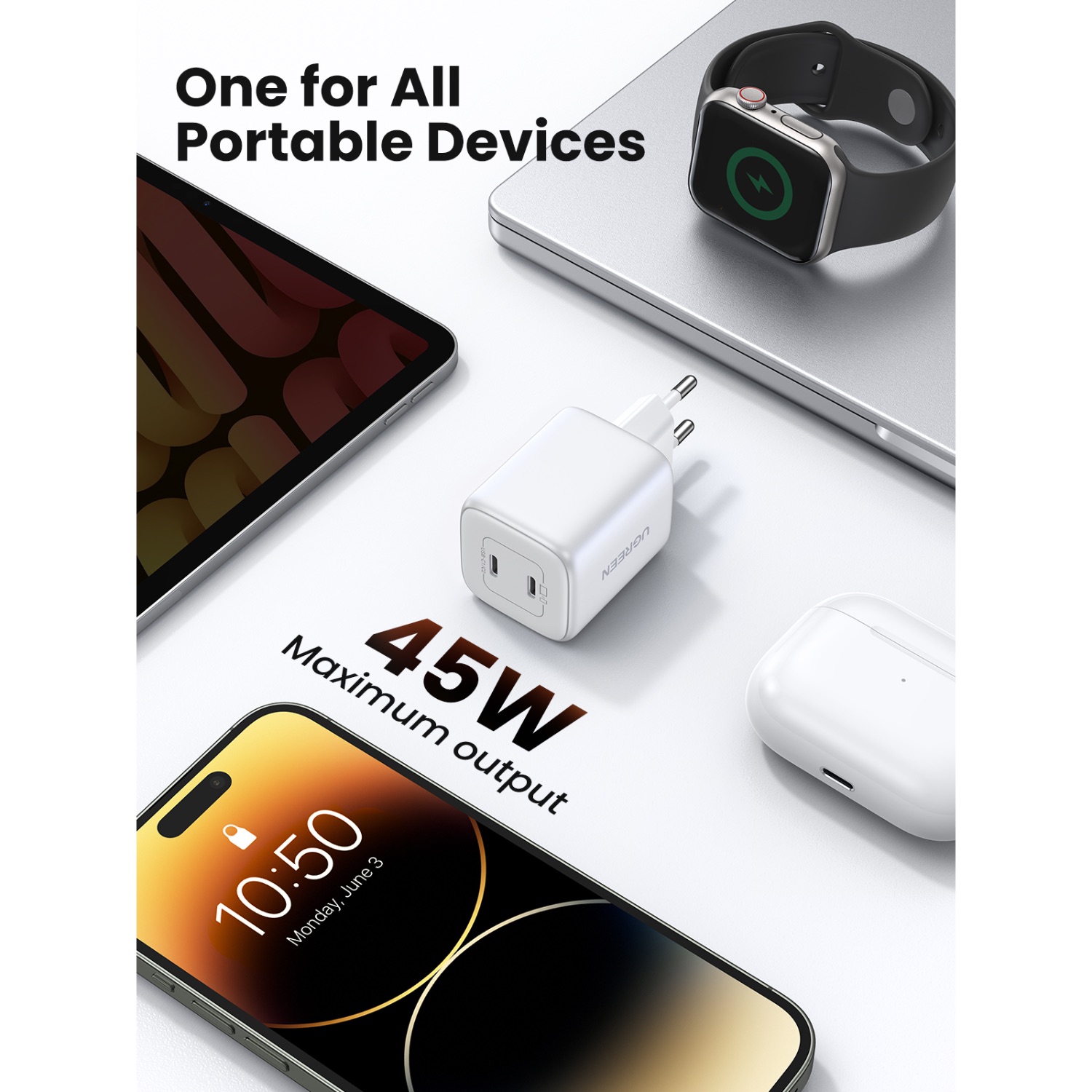UGREEN 2 Port GaN PD Home Charger - 45W - Image 67