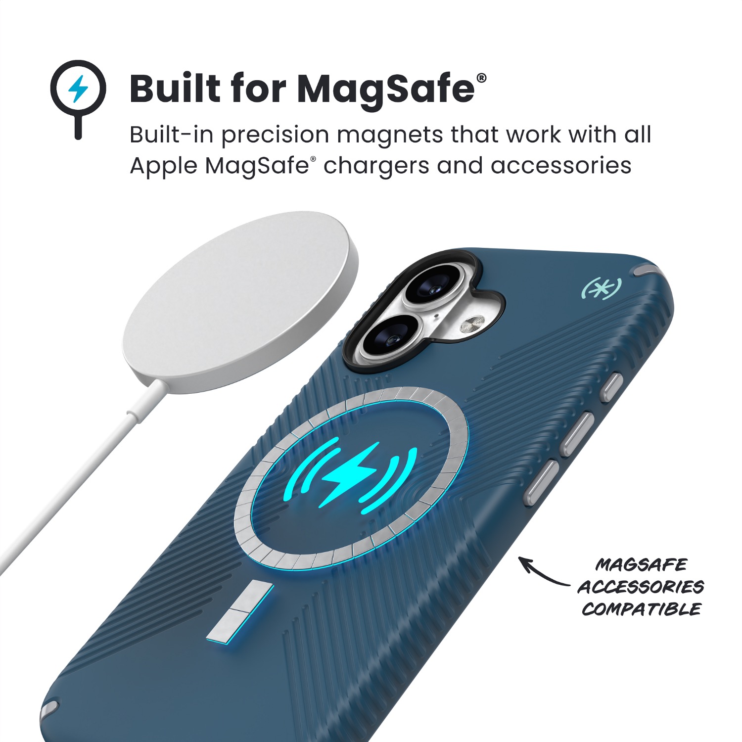 Speck Presidio2 Grip MagSafe Case - Apple iPhone 17 Pro Max - Blue & Silver - Image 88