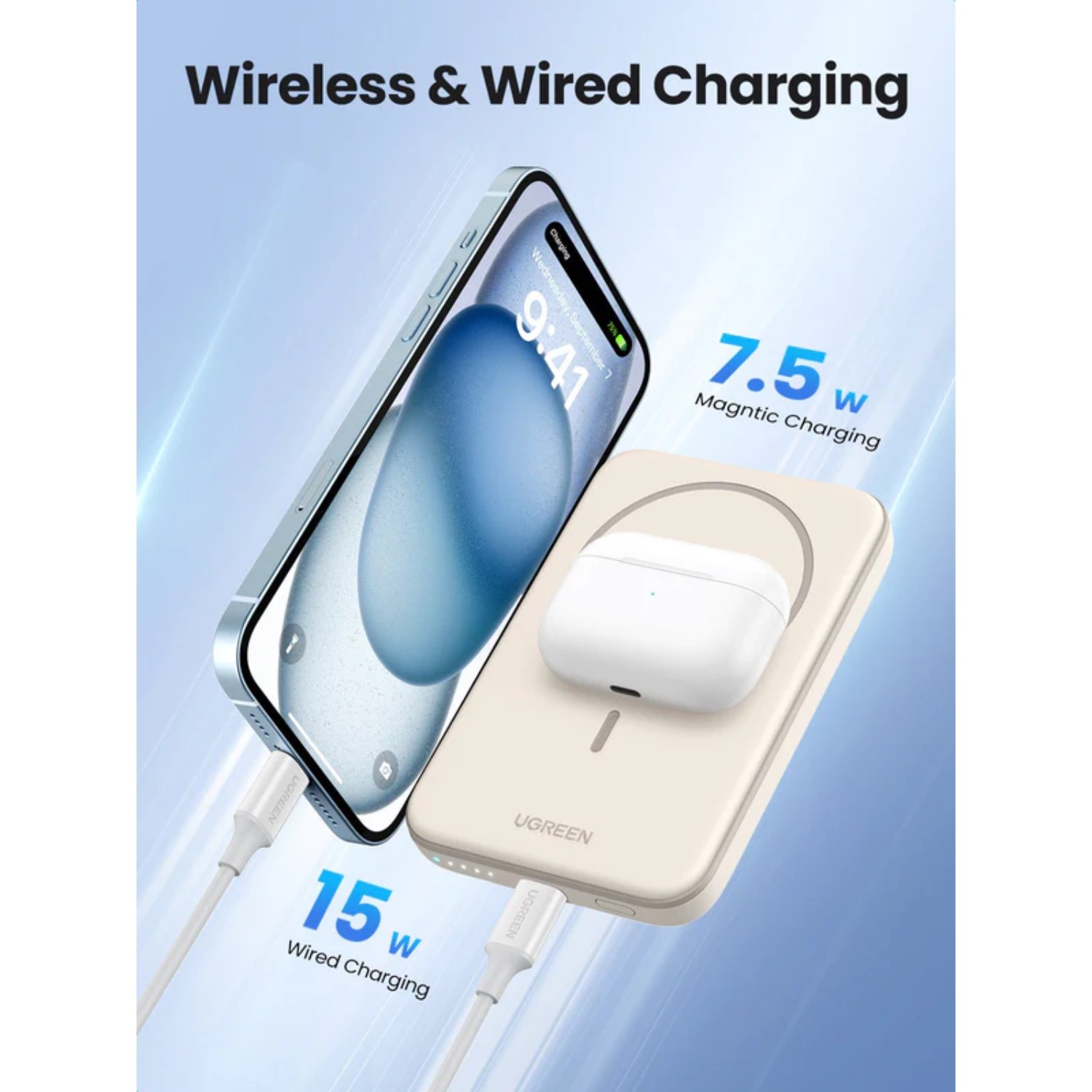 UGREEN Magnetic Wireless Power Bank 5000mAh - White - Image 139