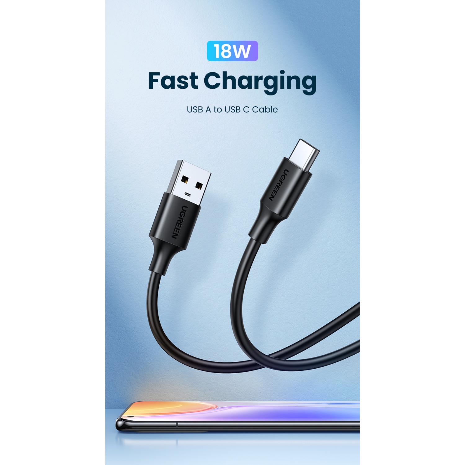 UGREEN USB To Type-C Cable 2 Metre - Black - Image 113