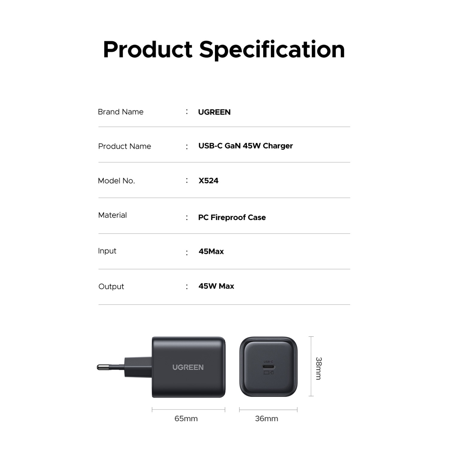 UGREEN 1 Port GaN PD Wall Charger - 45W - Image 51