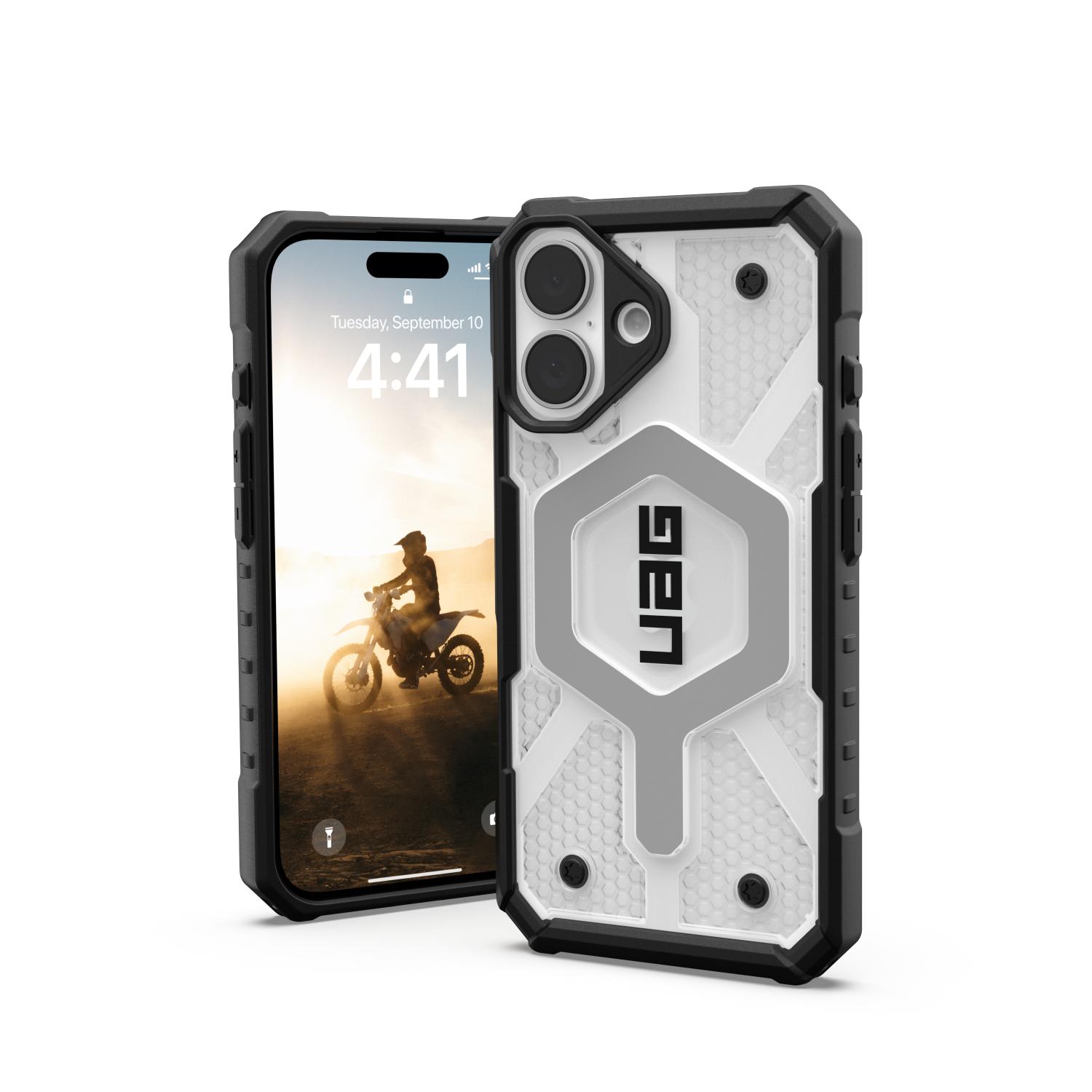 UAG Pathfinder Clear Magsafe Case - Apple iPhone 16 - Ice & Silver - Image 39