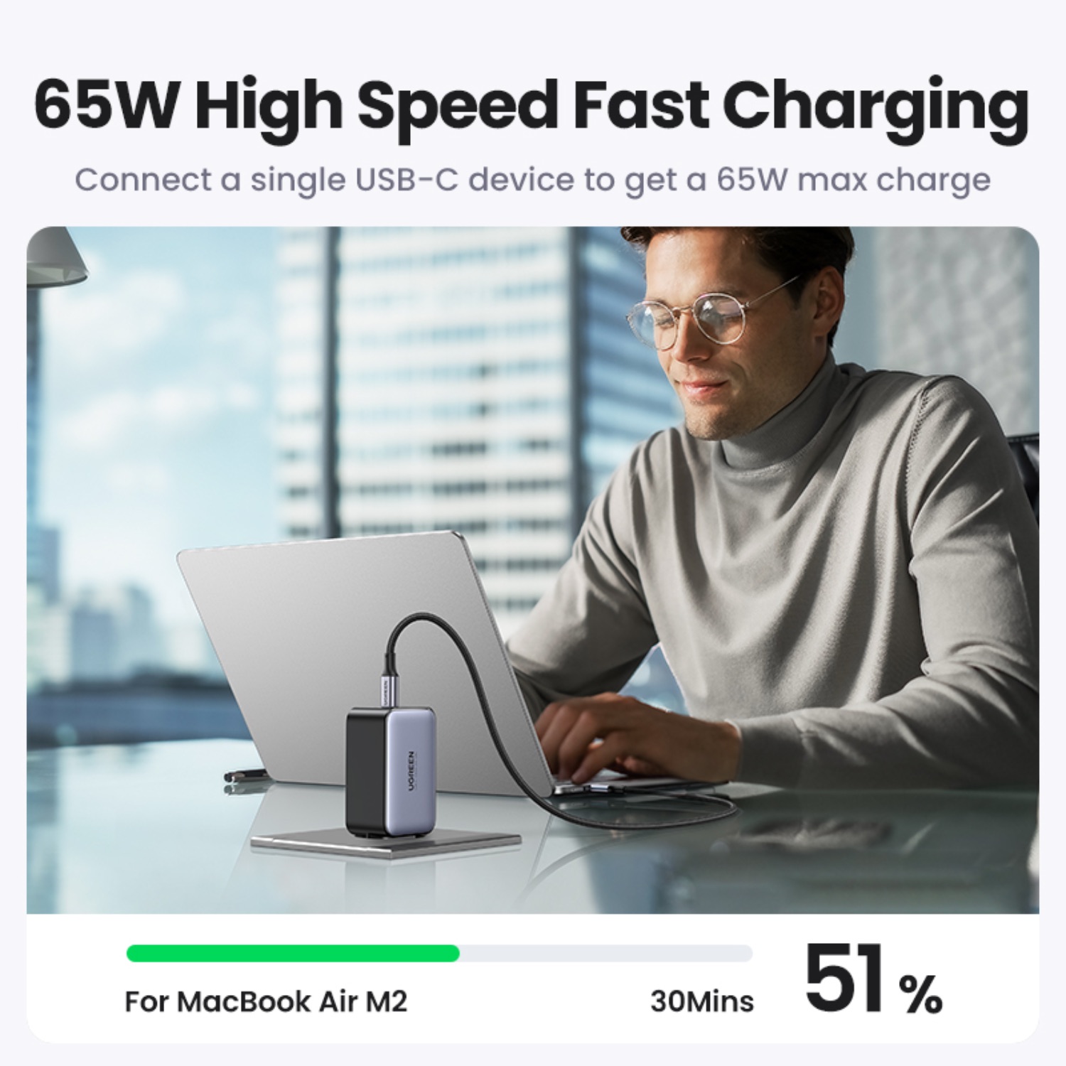 UGREEN 3 Port GaN PD Home Charger - 65W - Image 68