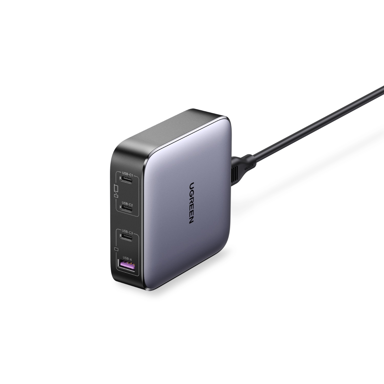 UGREEN 4 Port GaN Wall Charger With Cable - Grey - Image 2