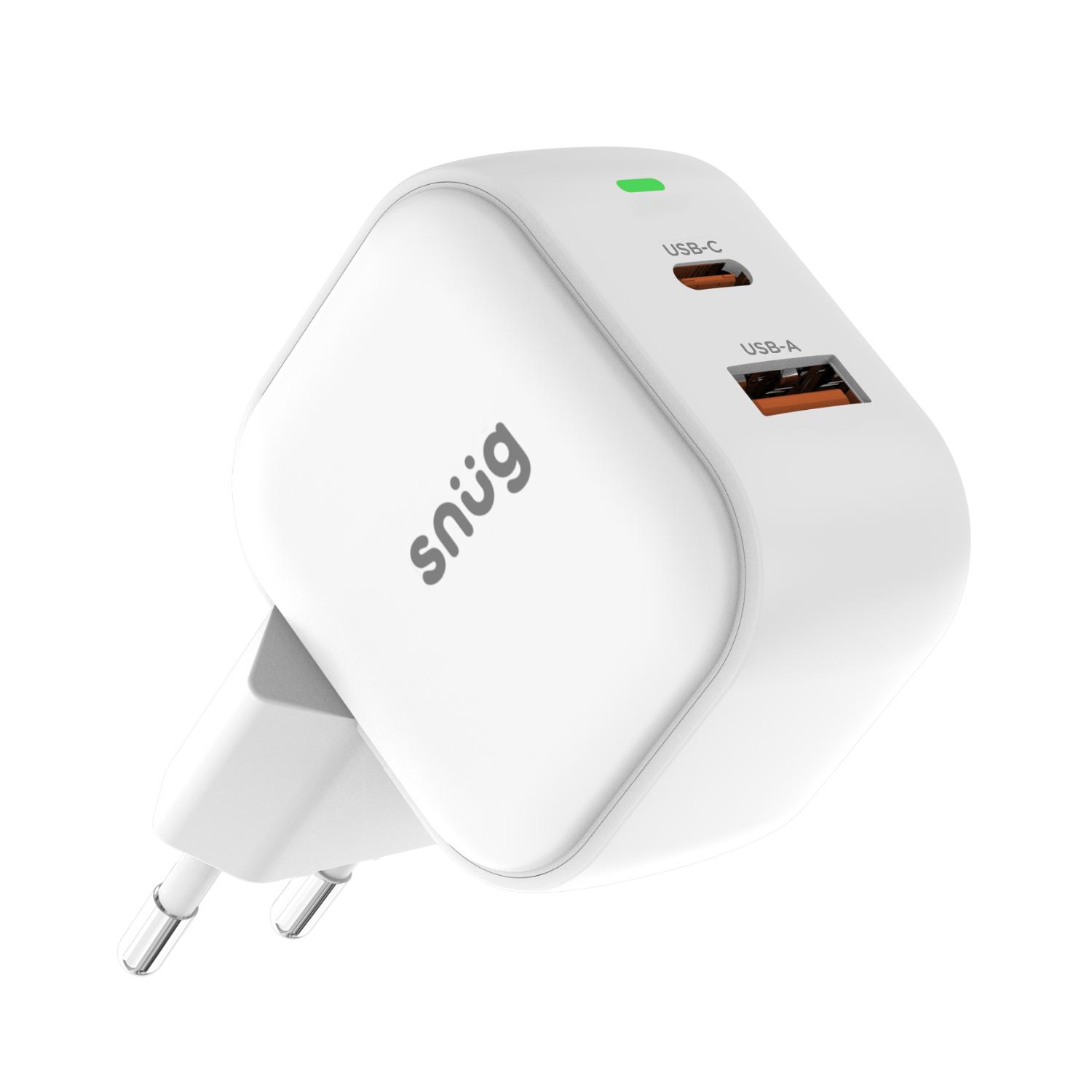 Snug USB/Type-C Wall Charger 35W with Type-C Cable - White - Image 10