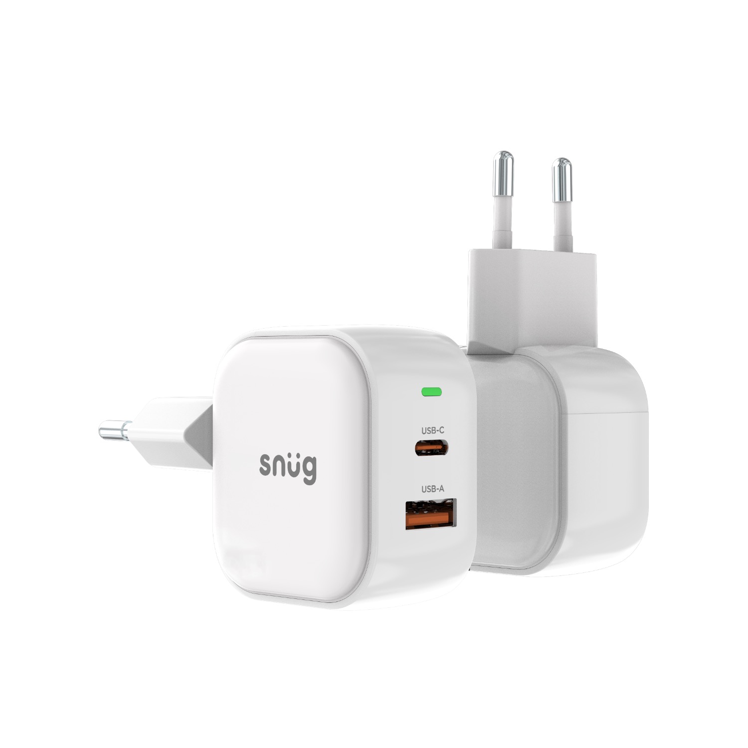 Snug 2 Port USB/Type C Wall Charger 35W - White - Image 11